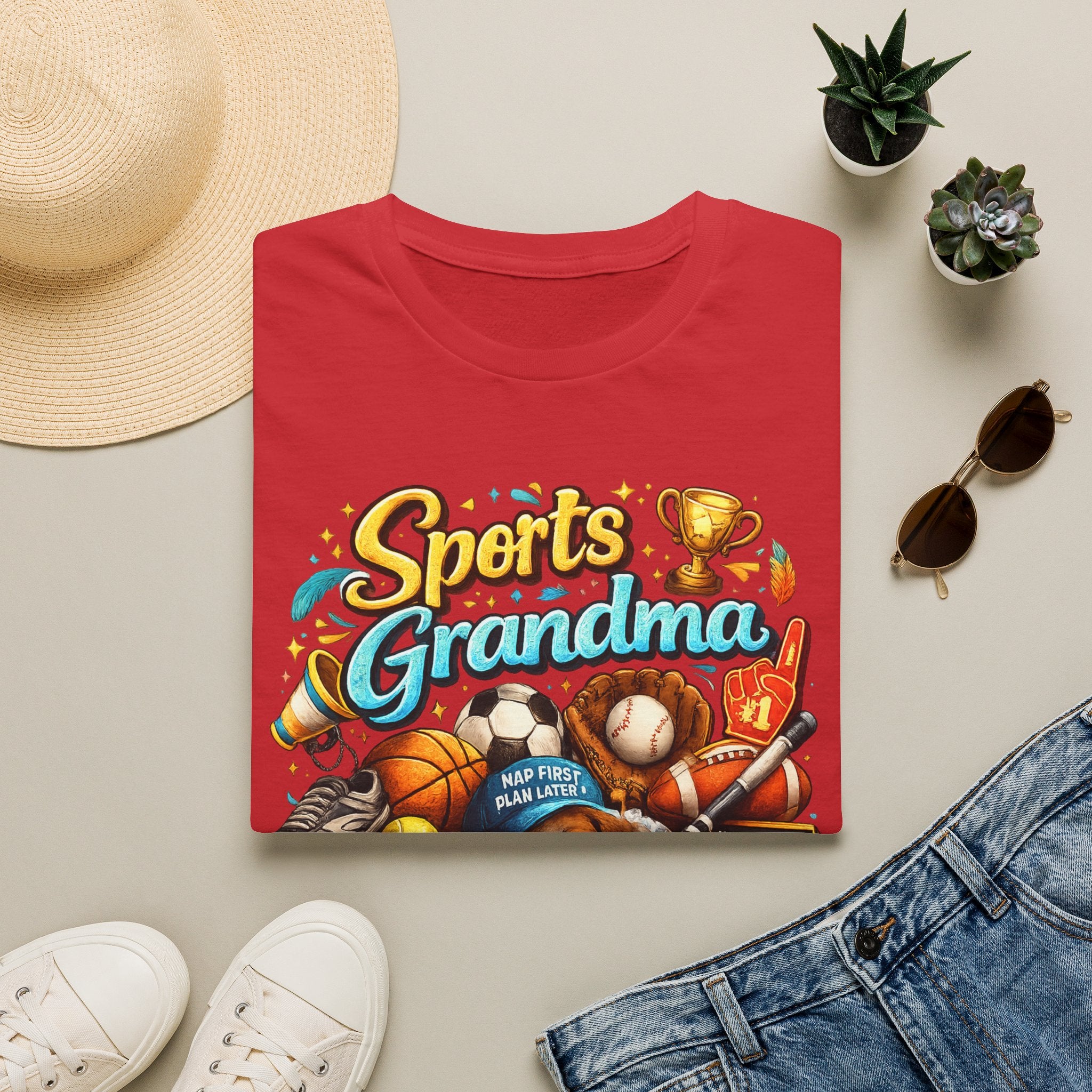 Sports Grandma T-Shirt — Retro Trophy & Multi-Sport Graphic Tee for Active Grandmas