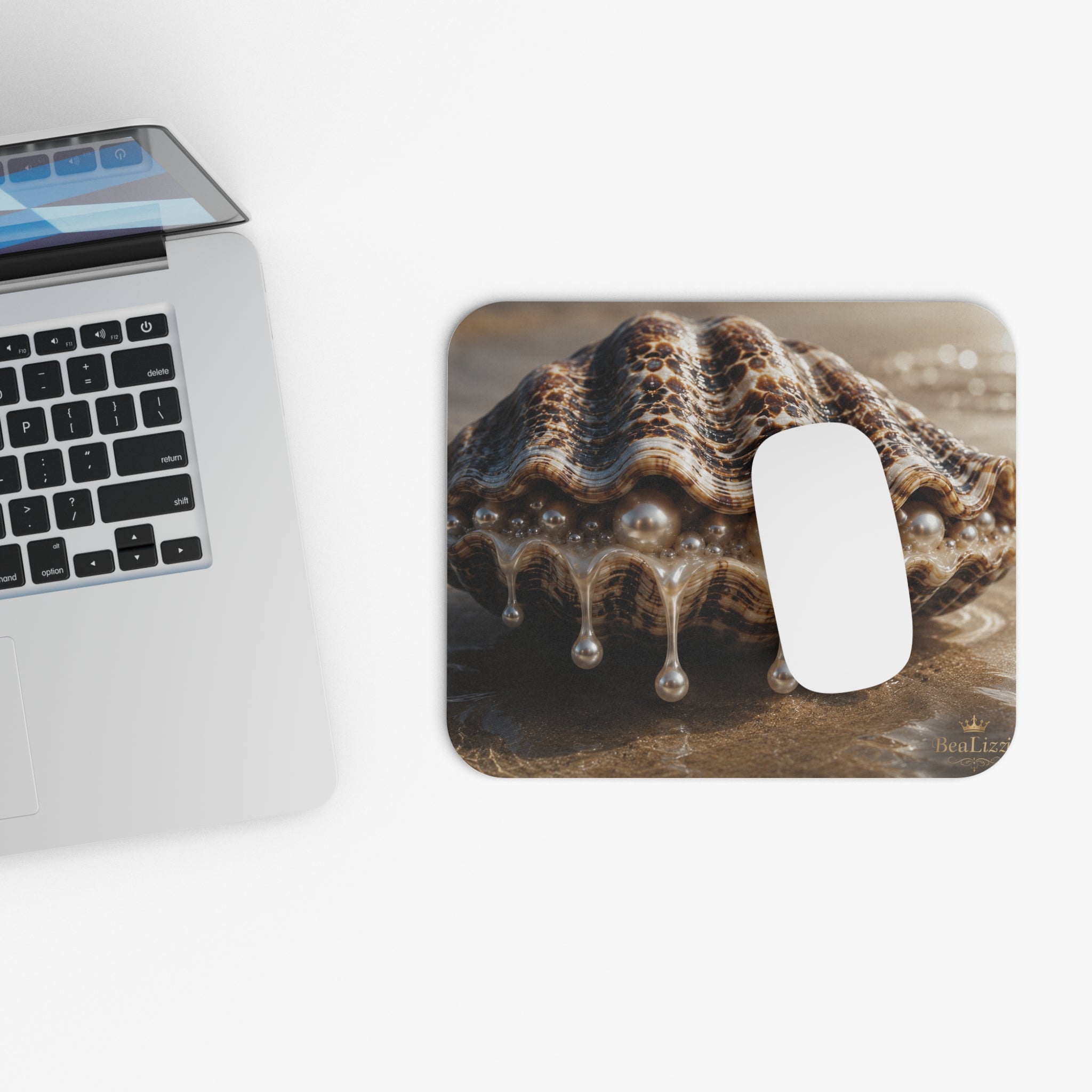 Seashell Pearl Mouse Pad — Coastal Desk Mat