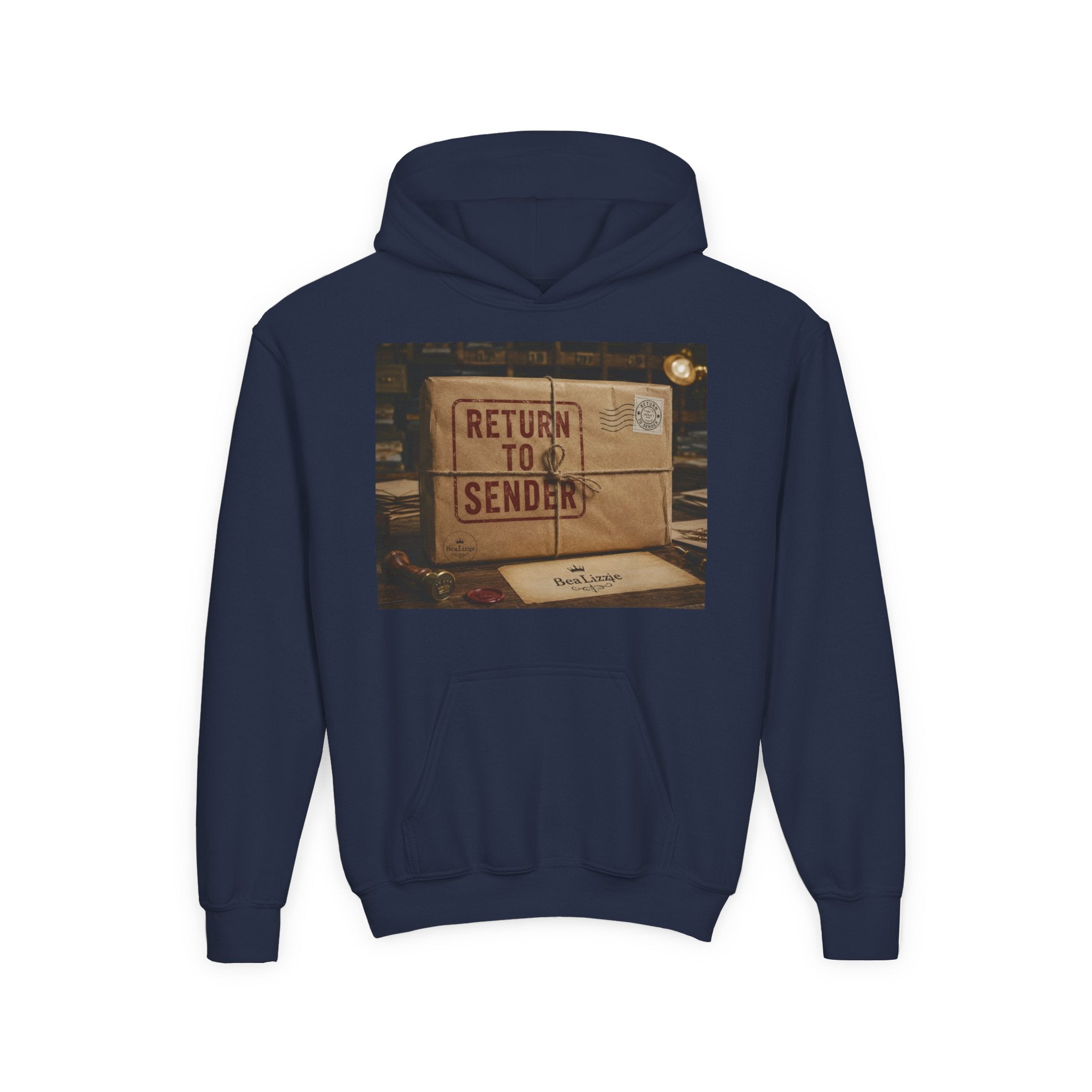 Youth Hoodie – 'Return to Sender' Vintage Mailbox Graphic