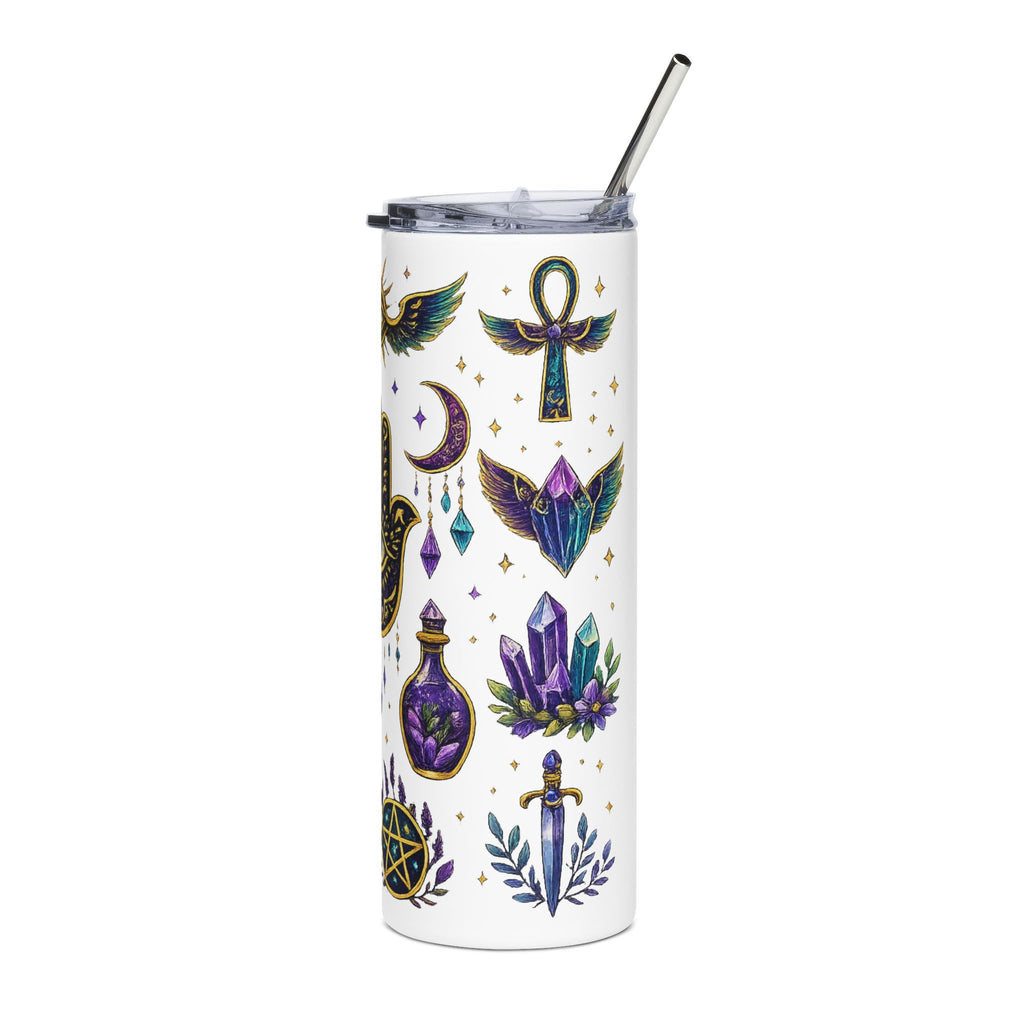 Mystic Symbols 20oz Stainless Tumbler — Hamsa, All-Seeing Eye & Moon Magic