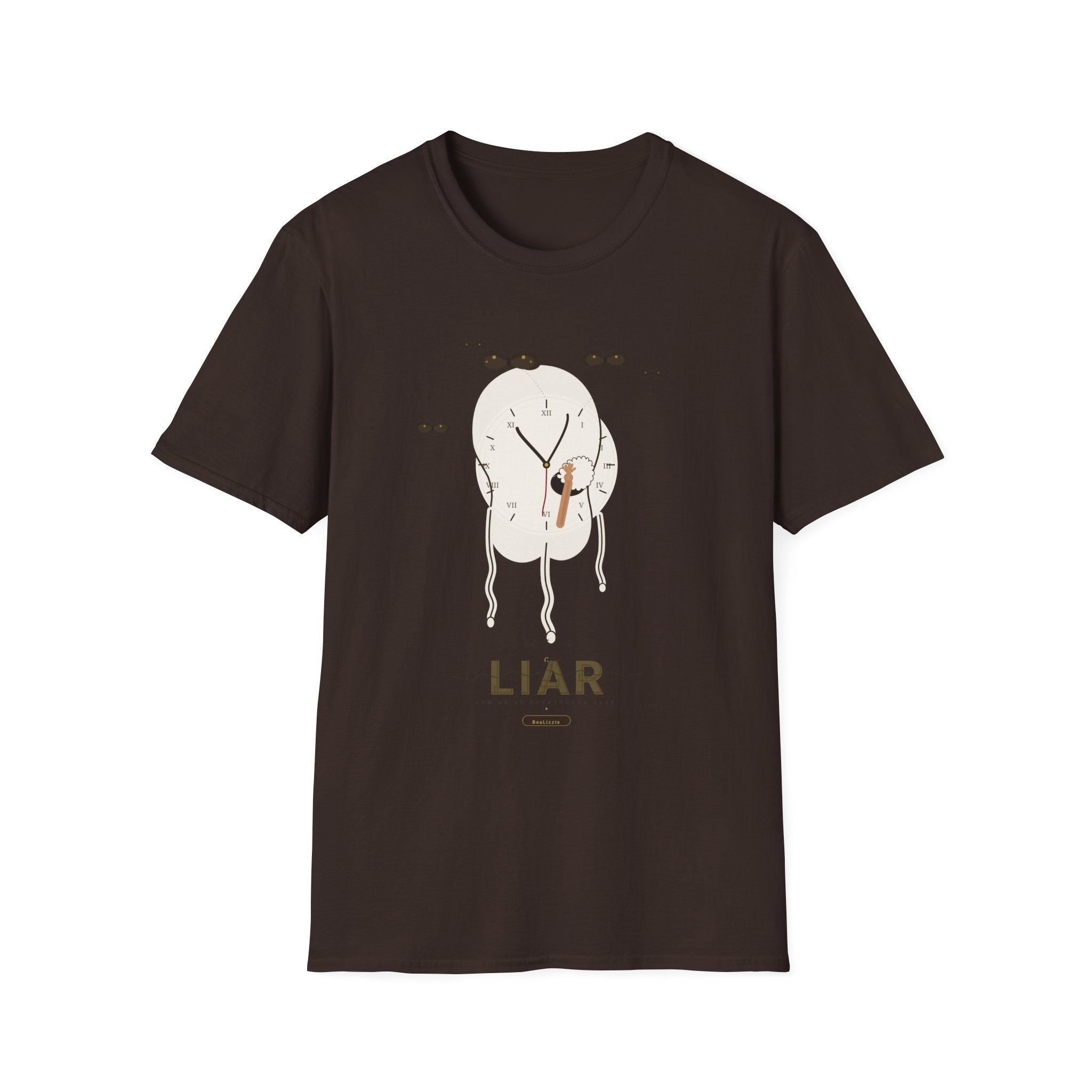 Liar Clock Graphic T‑Shirt — Quirky Surreal Illustration Tee