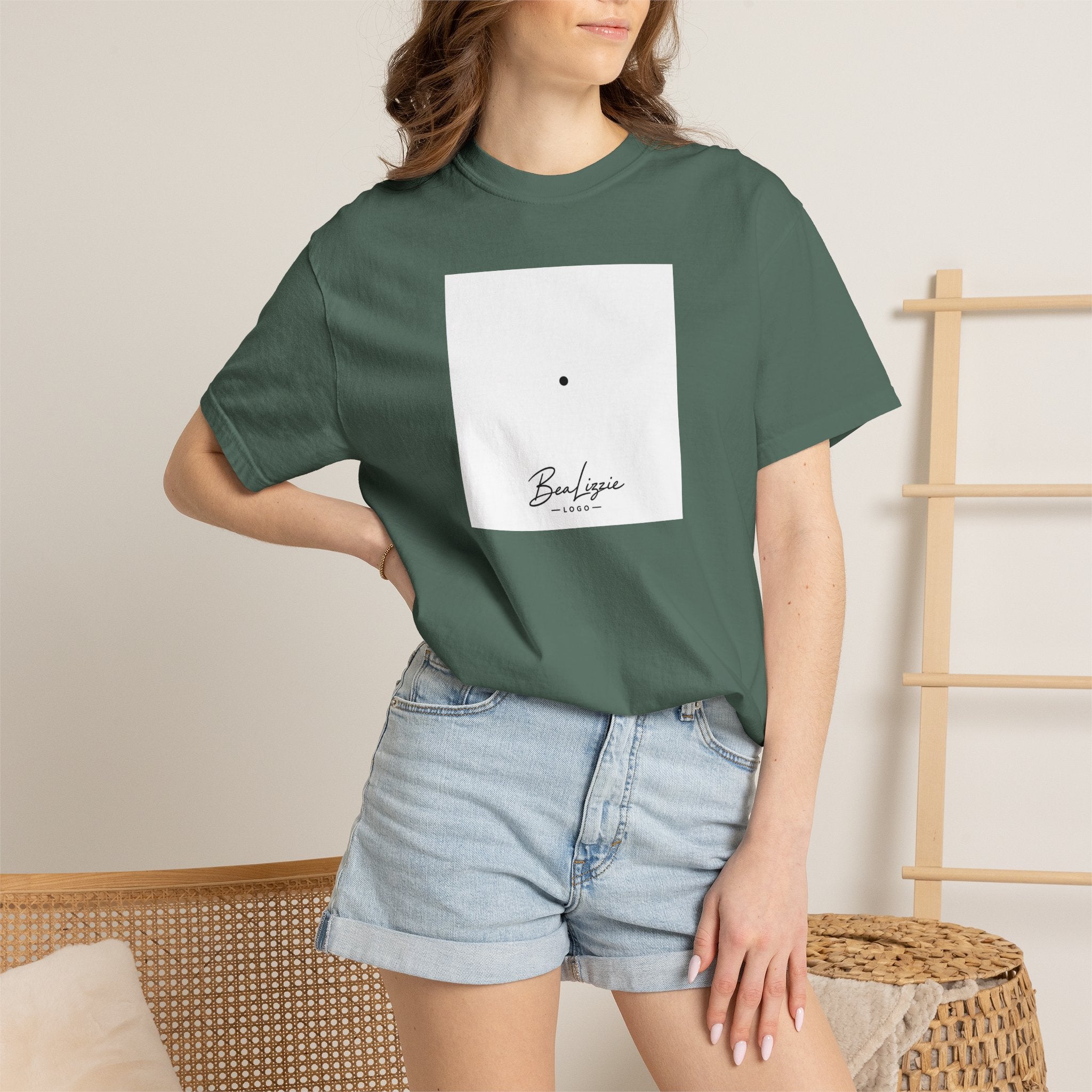 Minimalist "Breathe" Script T-Shirt — Small Center Dot Design