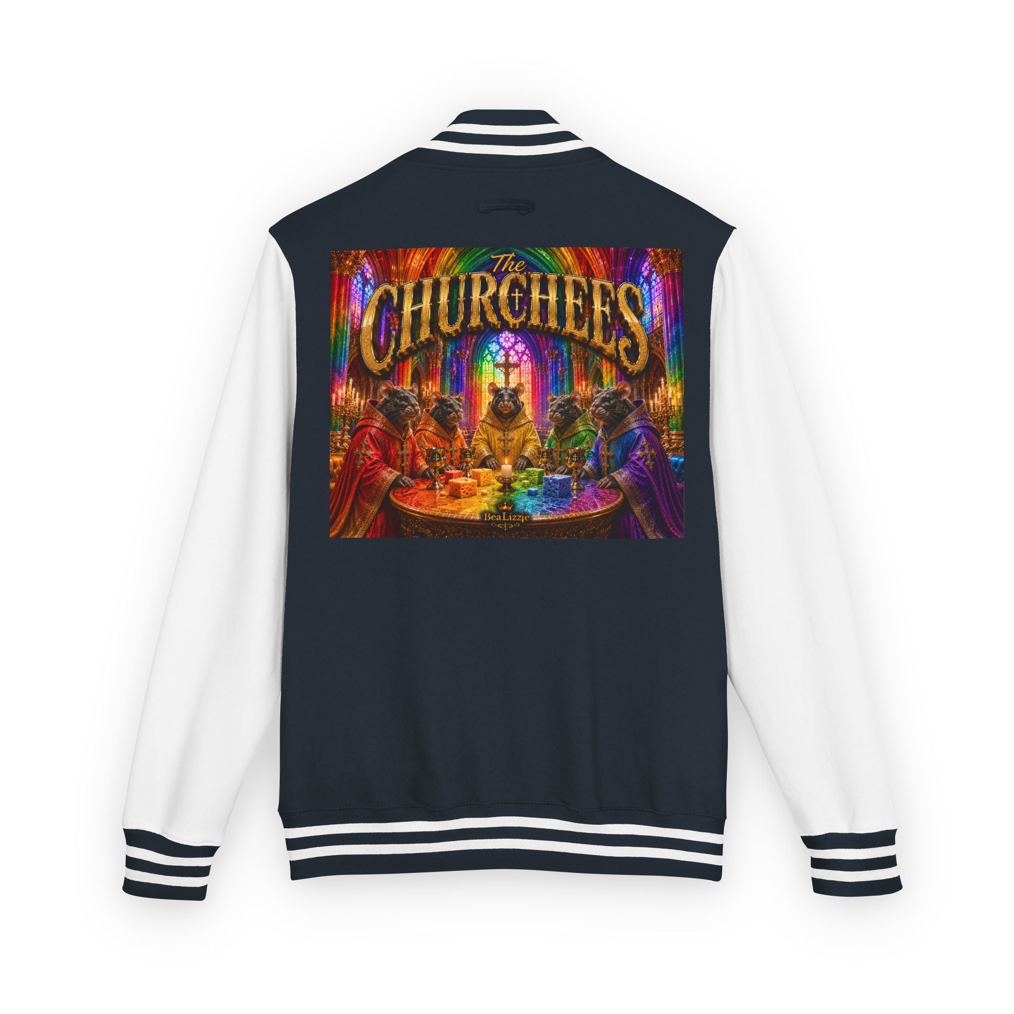 Letterman Jacket — Colorful 'The Churchlees' Retro Band Graphic