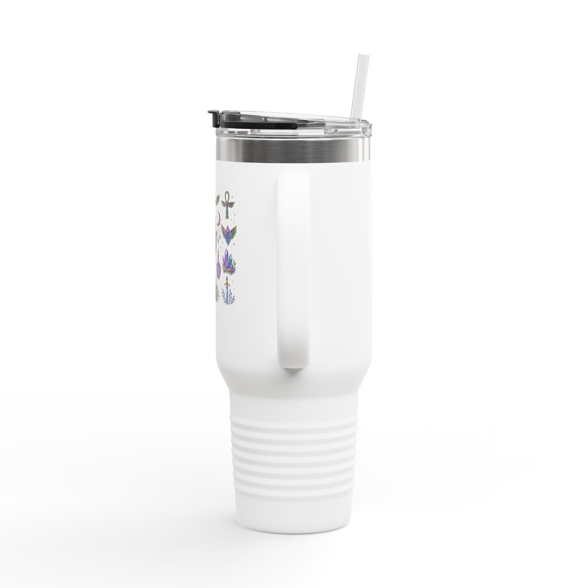 40oz Insulated Travel Mug — Mystical Symbols Floral Hamsa Stainless Steel Tumbler