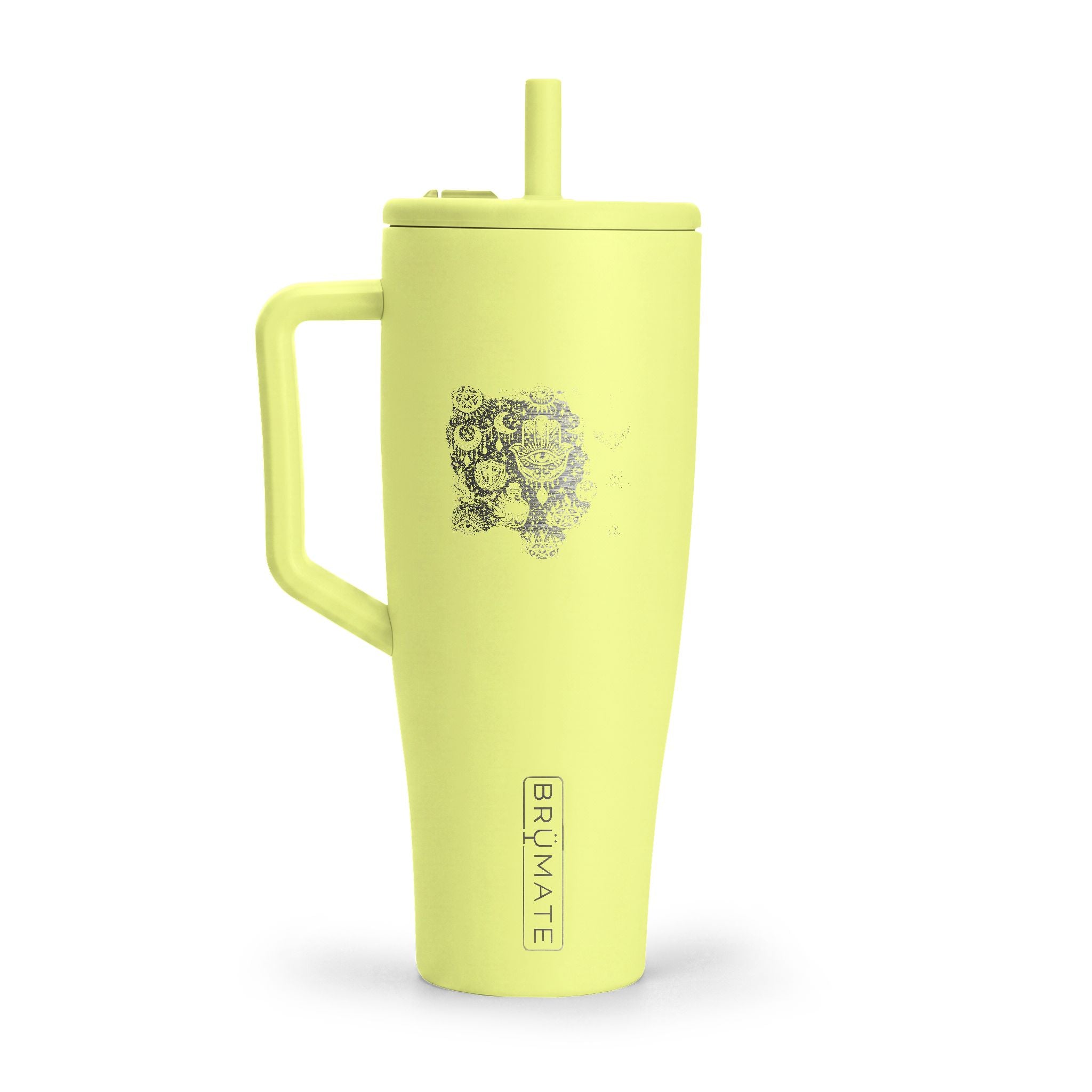 40oz Insulated Tumbler with Handle — Minimal Engraved Floral