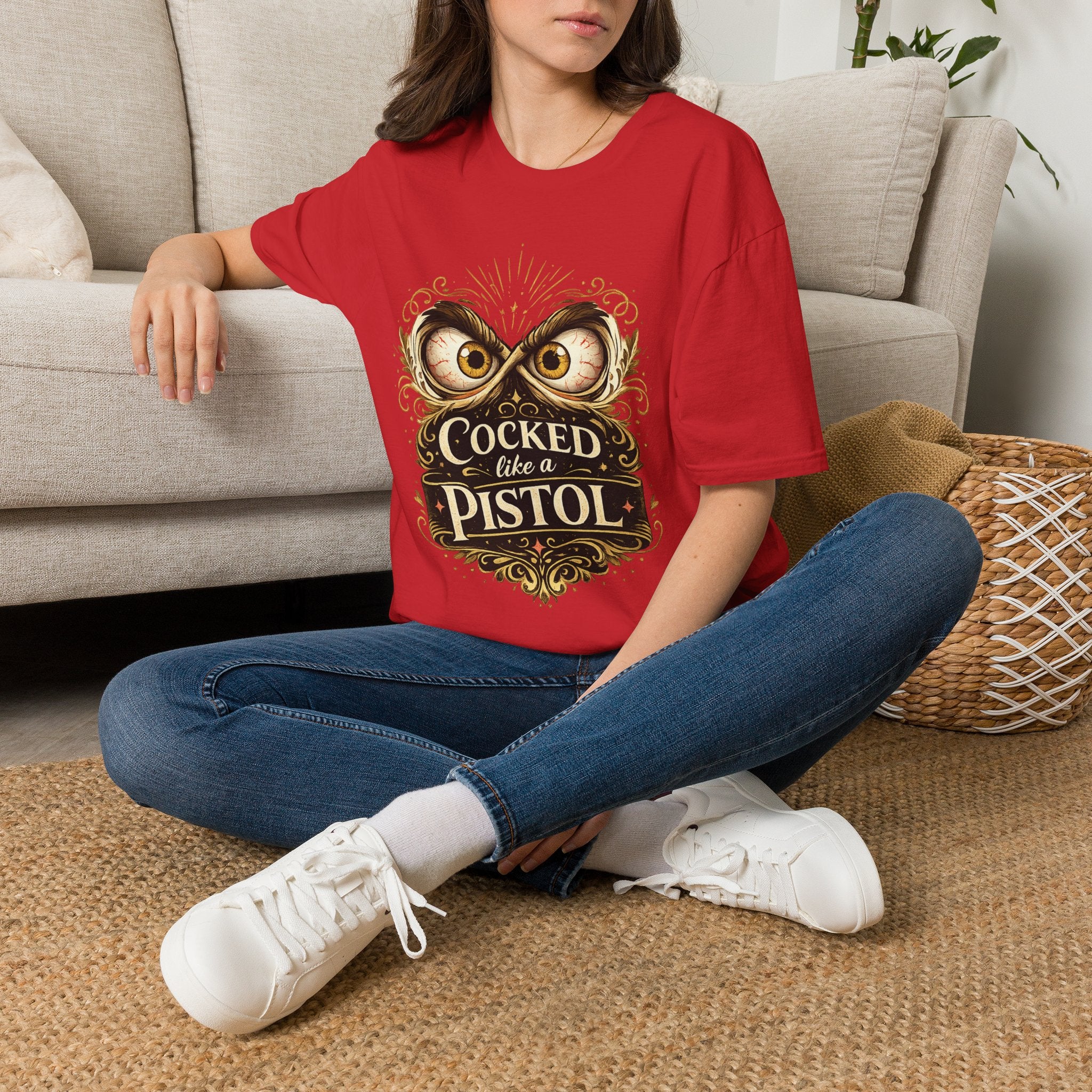 T-Shirt — "Cocked Like a Pistol" Owl Graphic Tee