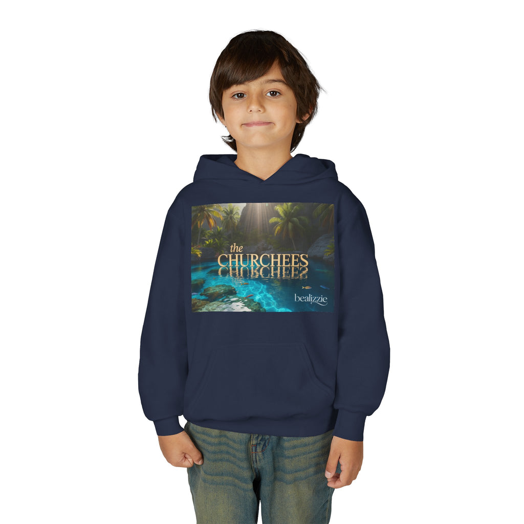 Sweat à capuche enfant – Sweat-shirt à motif piscine tropicale « The CHURCHEES »
