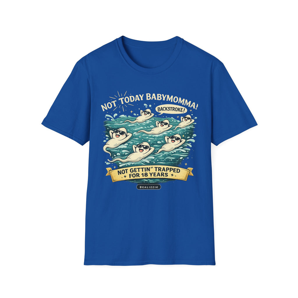 Backstroke Sloths T-Shirt — Cute Retro Swimming Sloth Design ("Backstroke! Not Today Harassment")