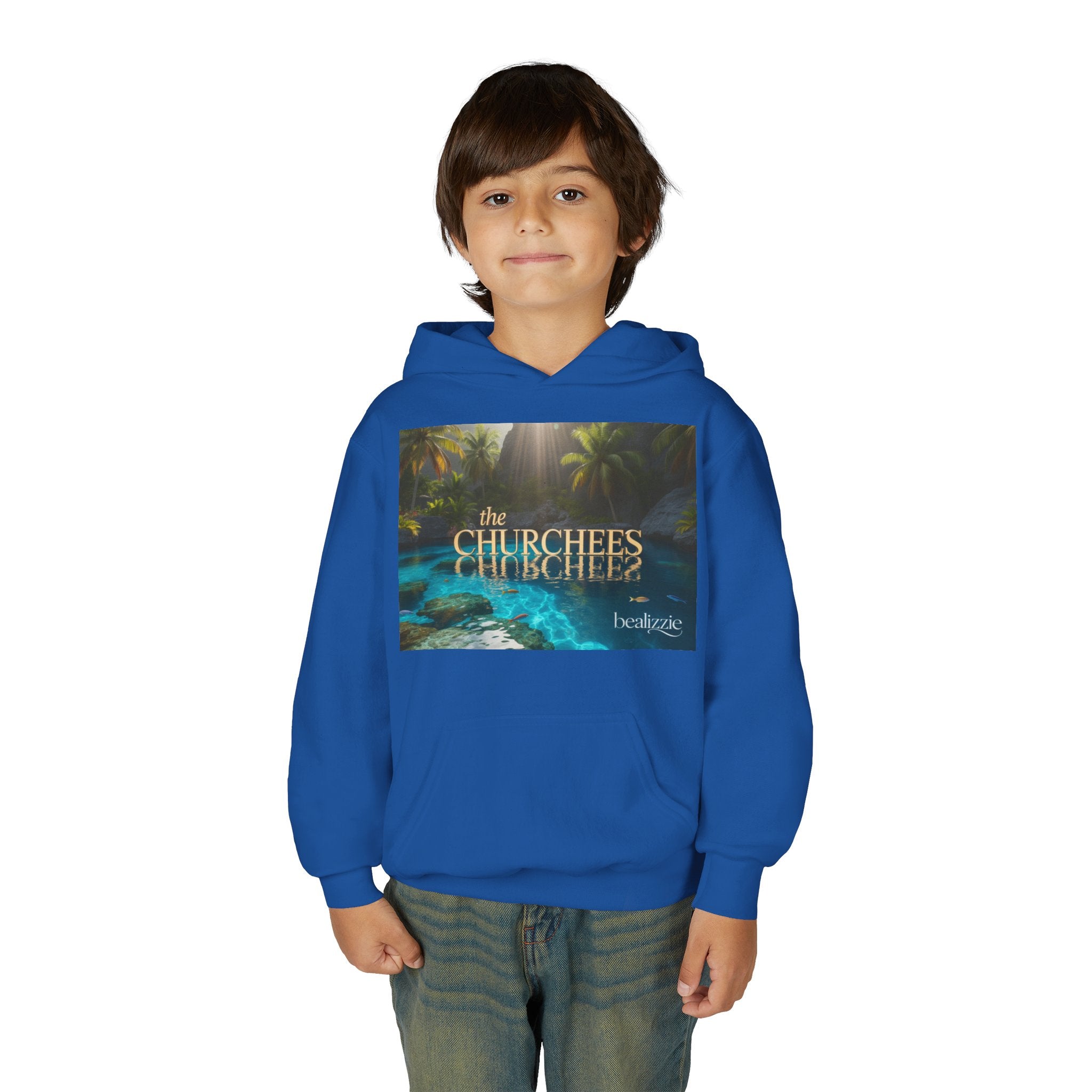 Sweat à capuche enfant – Sweat-shirt à motif piscine tropicale « The CHURCHEES »