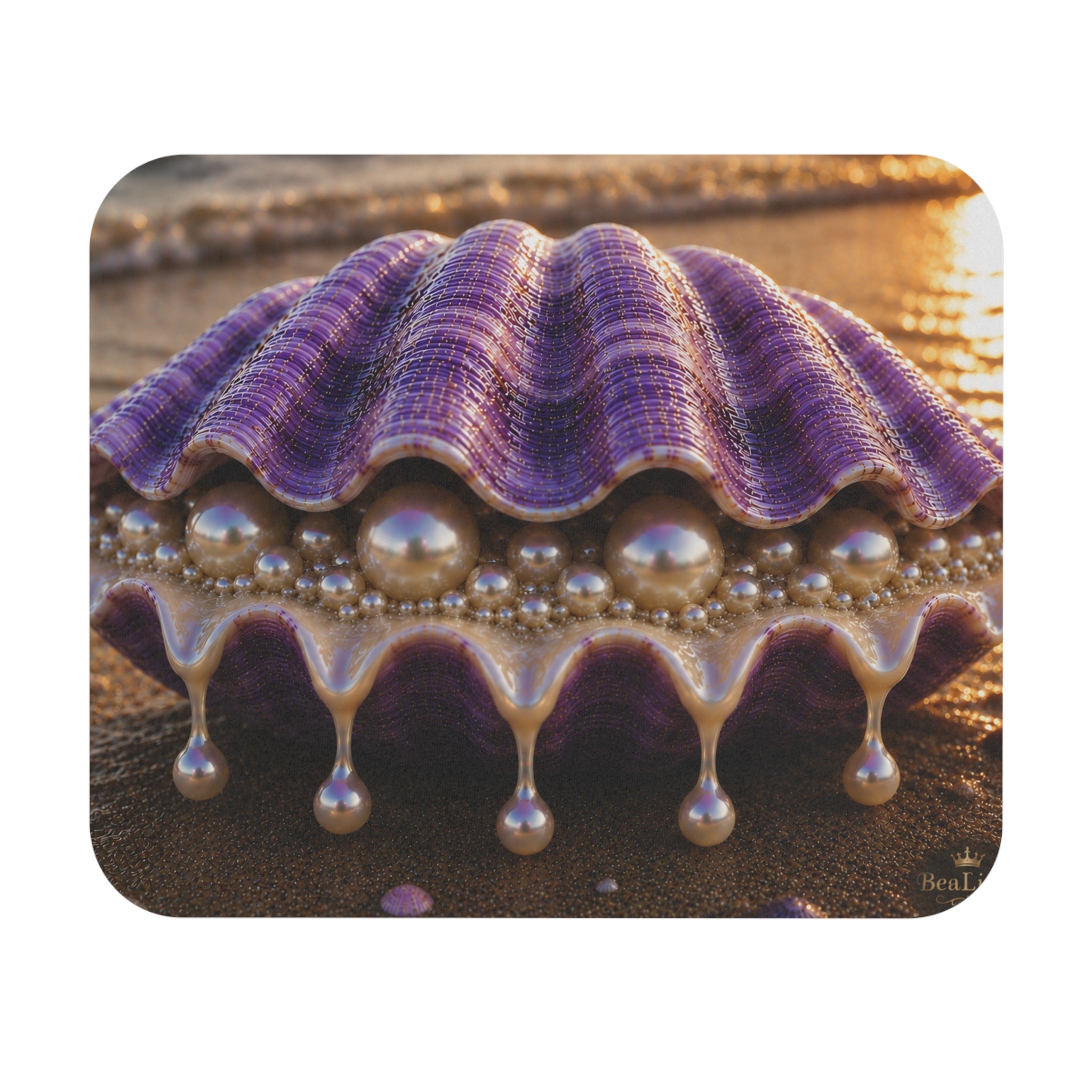 Purple Pearl Shell Mouse Pad — Coastal Desk Accessory for Ocean Lovers