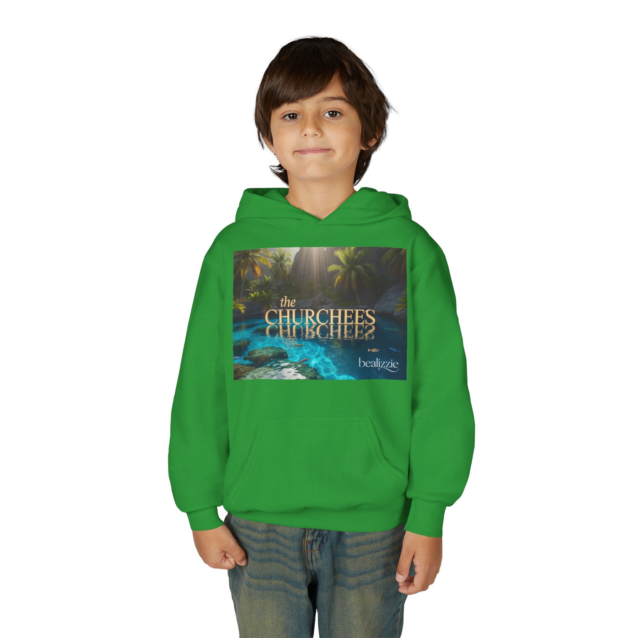 Sweat à capuche enfant – Sweat-shirt à motif piscine tropicale « The CHURCHEES »