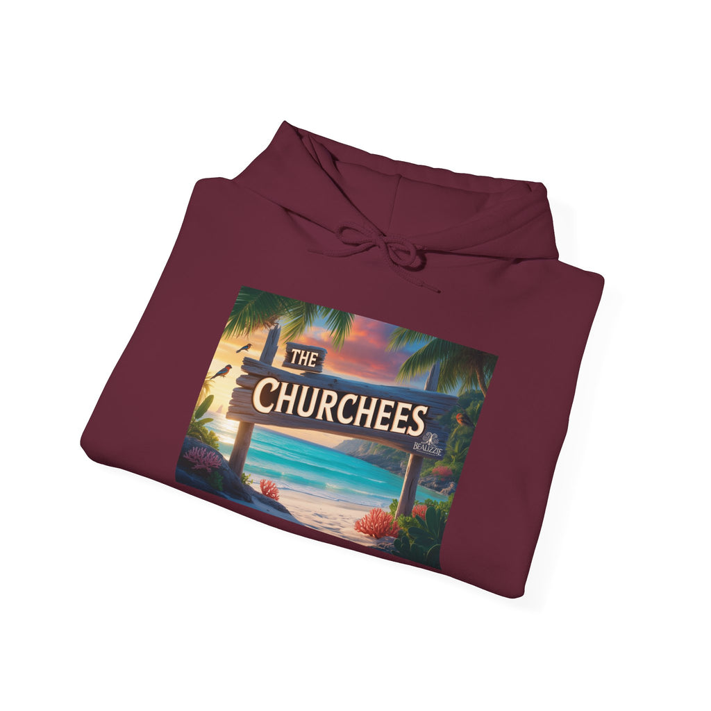 The Churchees Retro Beach Hoodie – Vintage Surf Sign Graphic Sweatshirt
