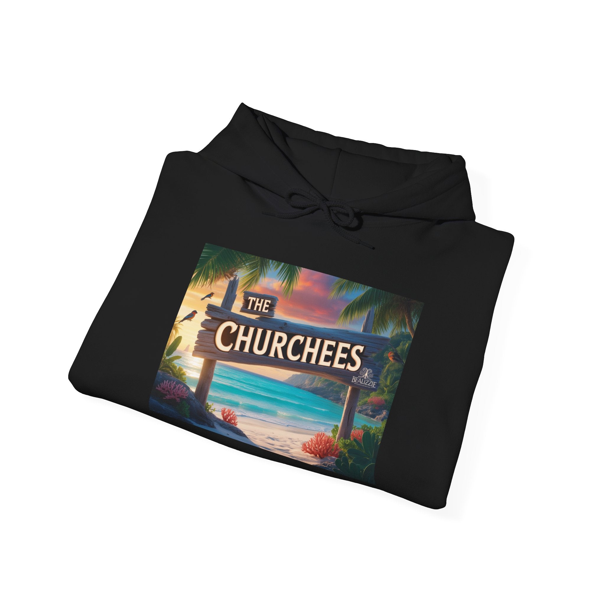 The Churchees Retro Beach Hoodie – Vintage Surf Sign Graphic Sweatshirt