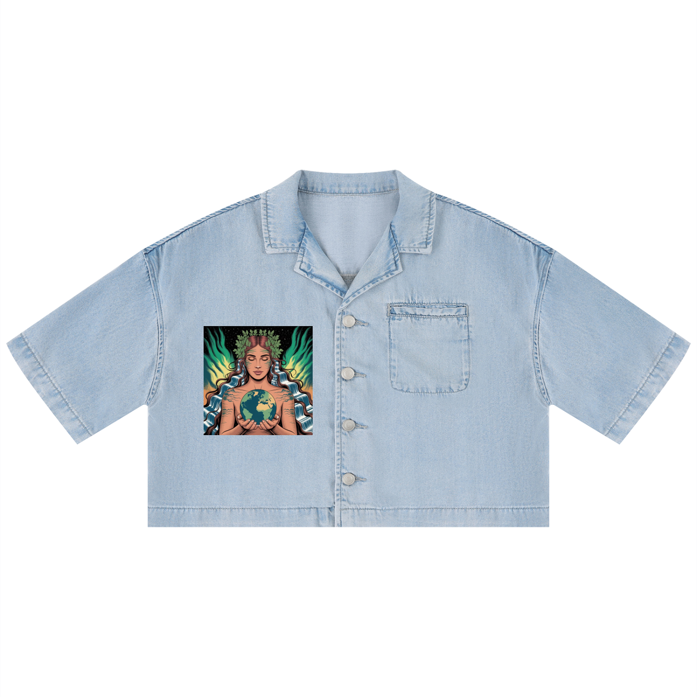 Chemise courte ample délavée vintage pour femme