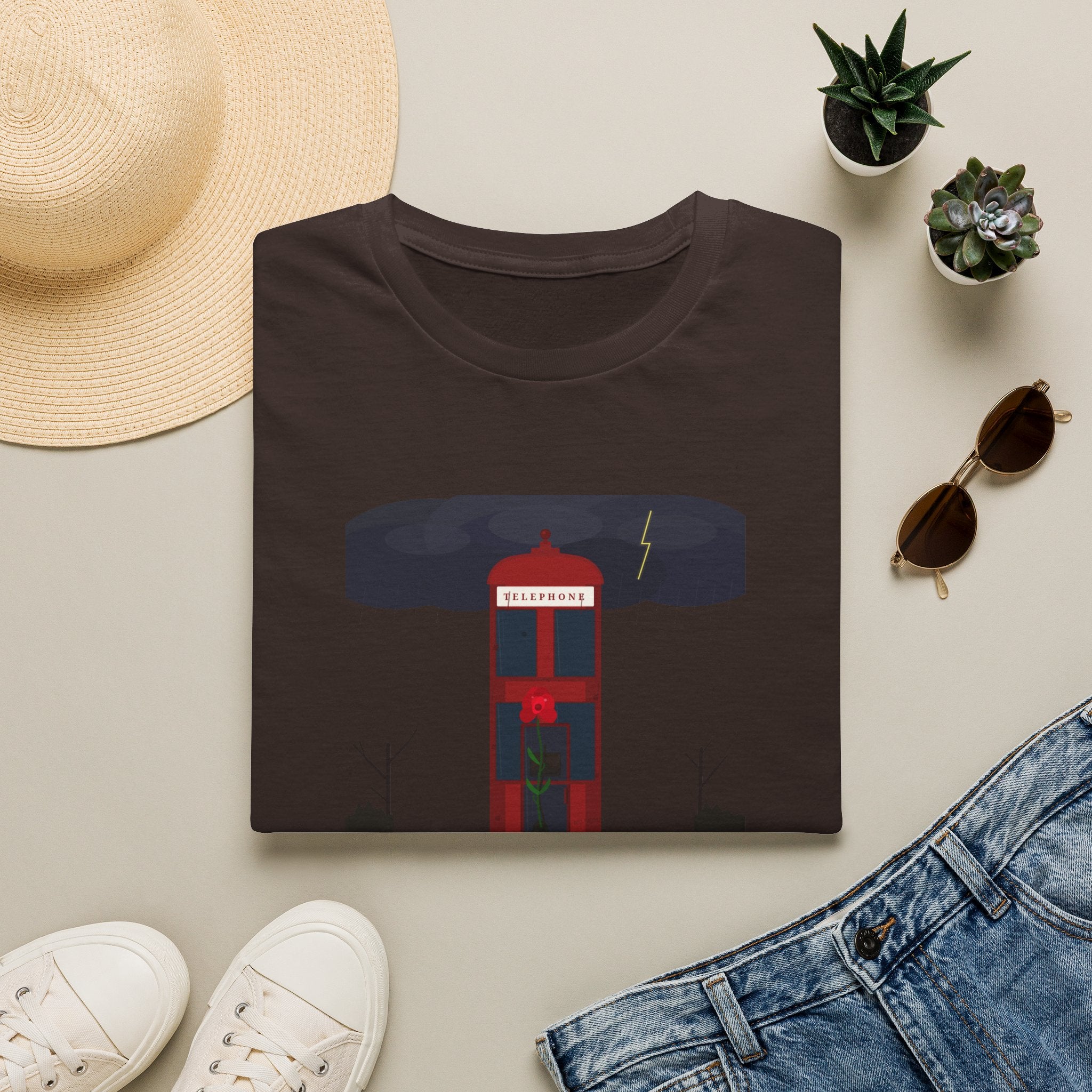 Vintage British Phone Booth T-Shirt — 'Telephone' Graphic Tee