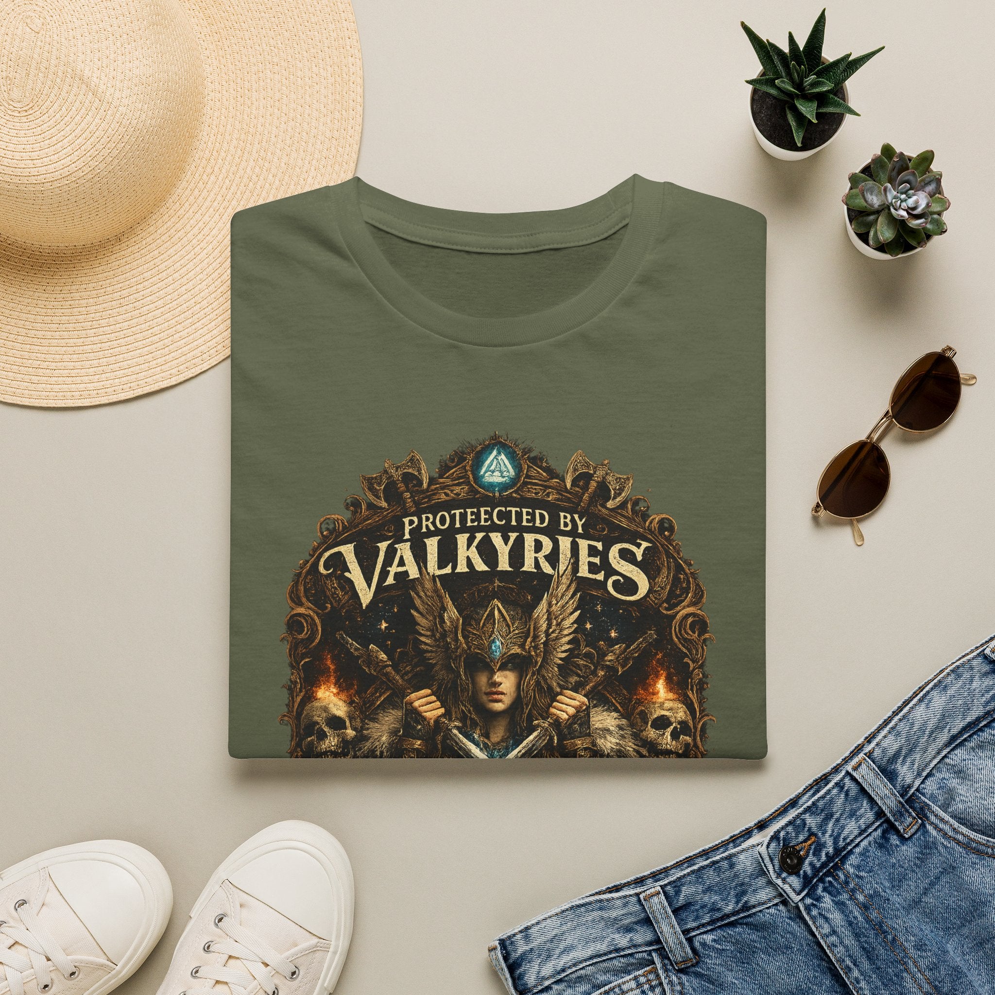 Valkyries T‑Shirt — "Protected by Valkyries" Norse Warrior Tee
