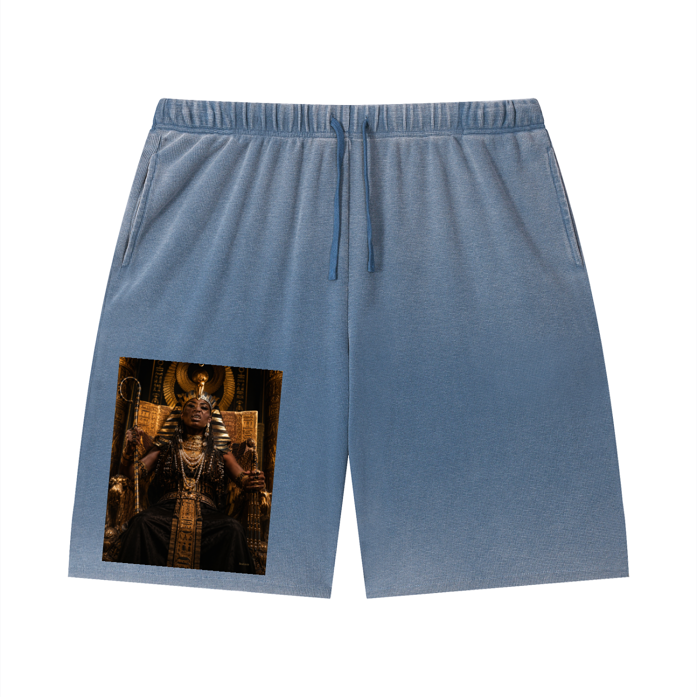Unisex Vintage Wash Sunfade Waffle Raw Hem Shorts