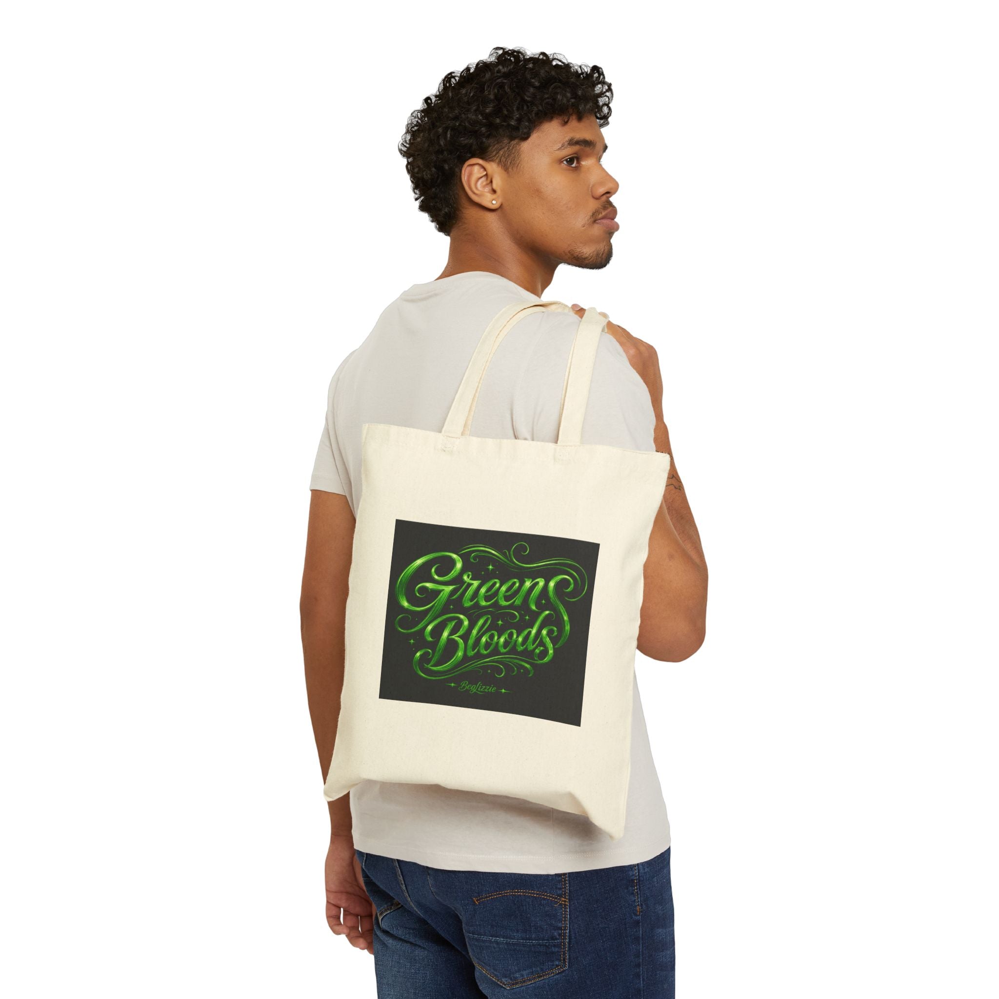 Tote Bag — "Green Bloods" Neon Script Canvas Tote