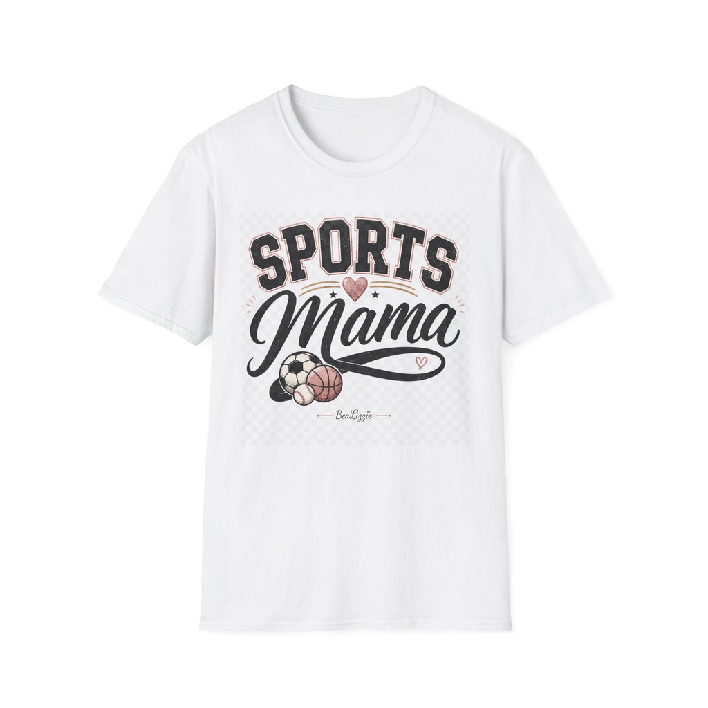 Sports Mama T‑Shirt — Cute Athletic Mom Tee with Heart & Ball Design