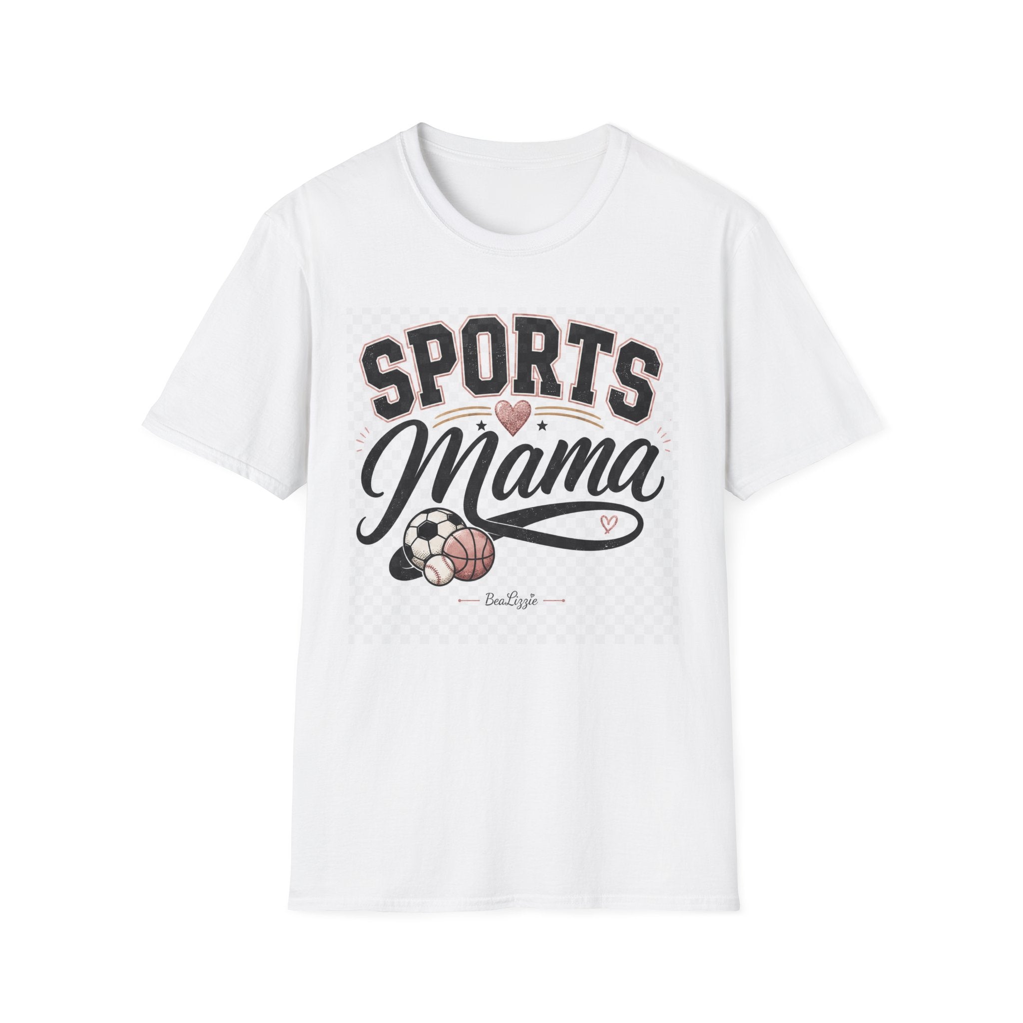 Sports Mama T‑Shirt — Cute Athletic Mom Tee with Heart & Ball Design