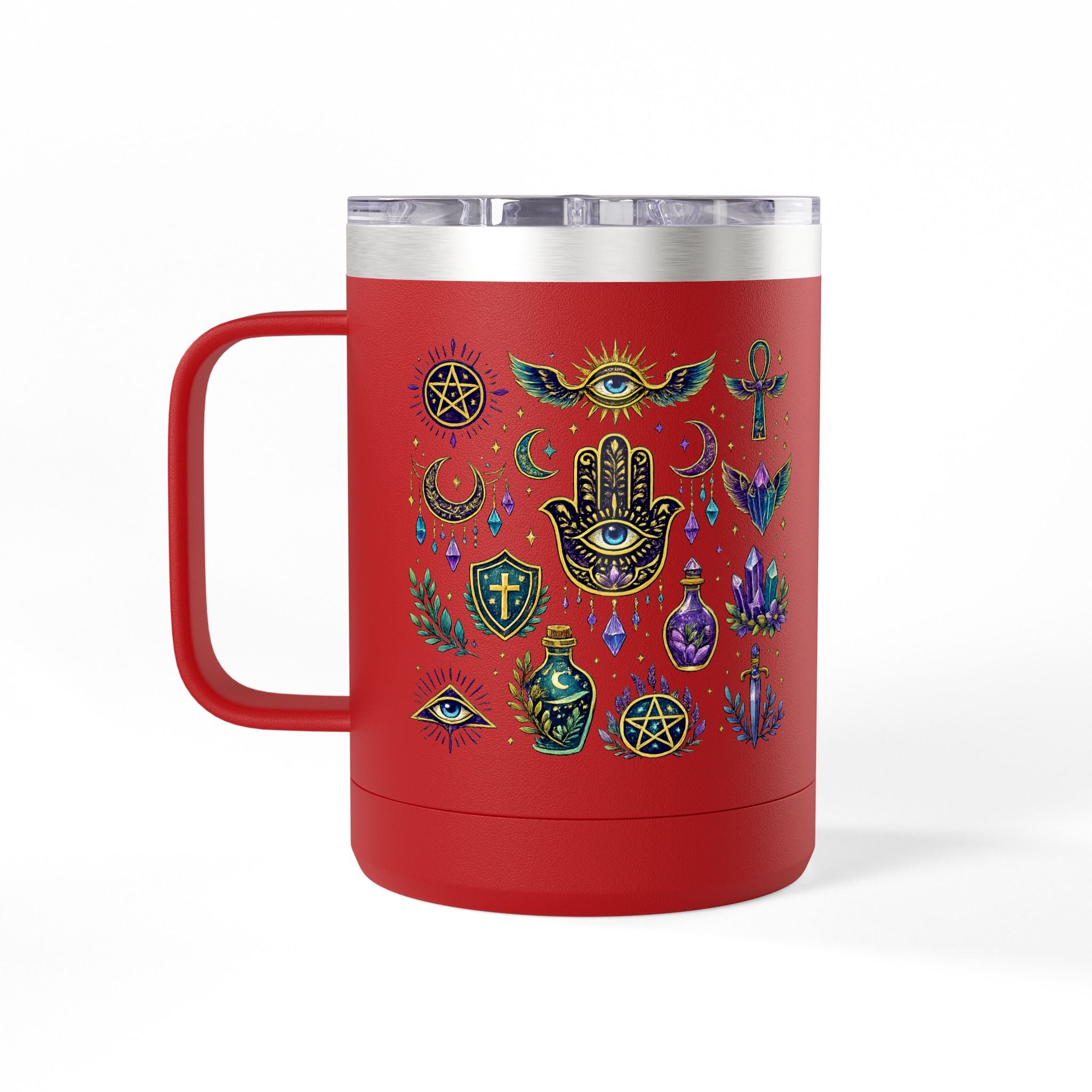 15oz Travel Mug — Purple Floral Anchor