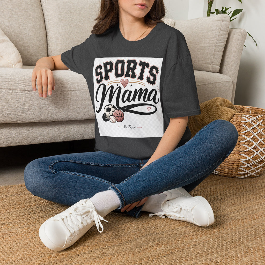 Sports Mama T‑Shirt — Cute Athletic Mom Tee with Heart & Ball Design