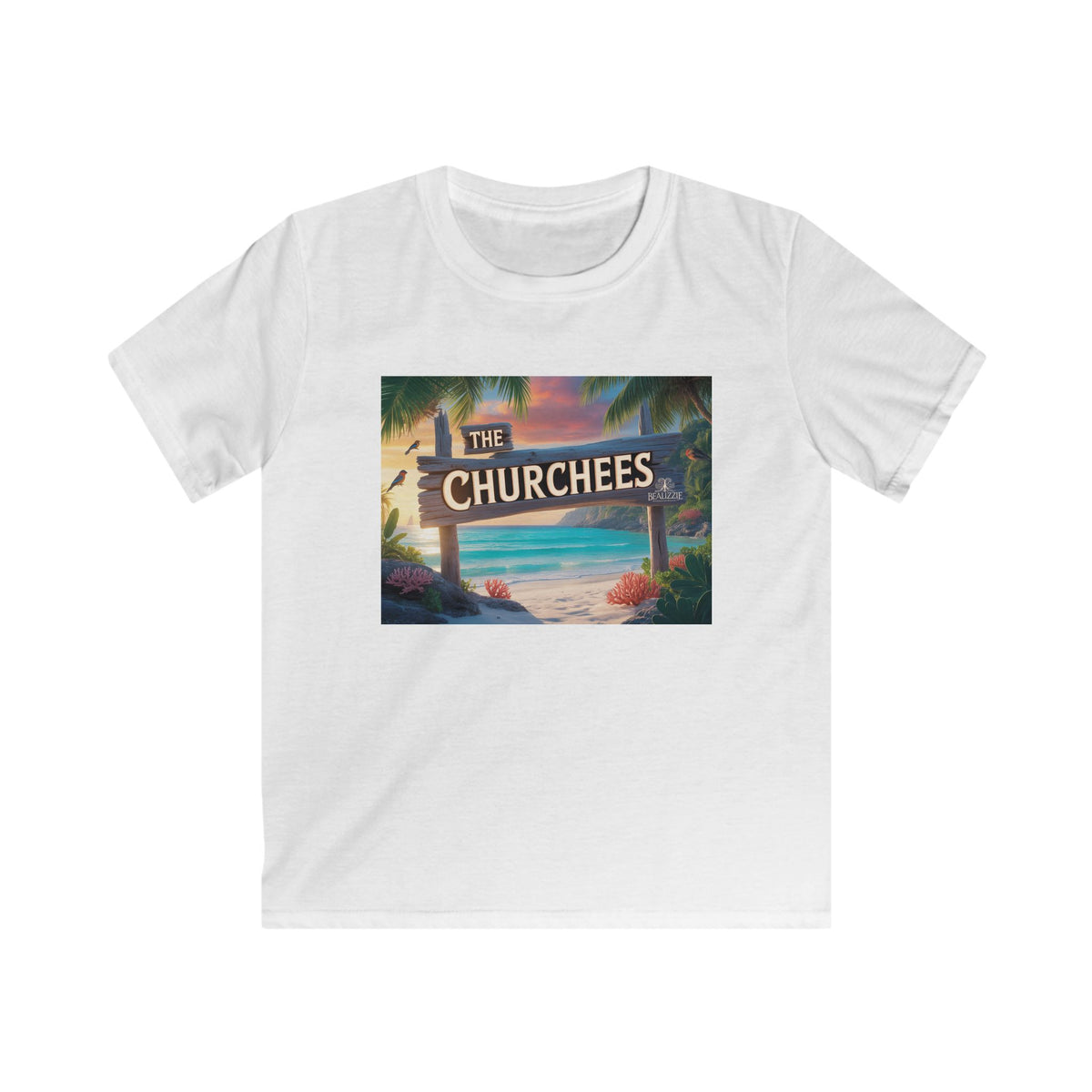 Kids Beach Tee — 'The Churchees' Tropical Paradise Graphic