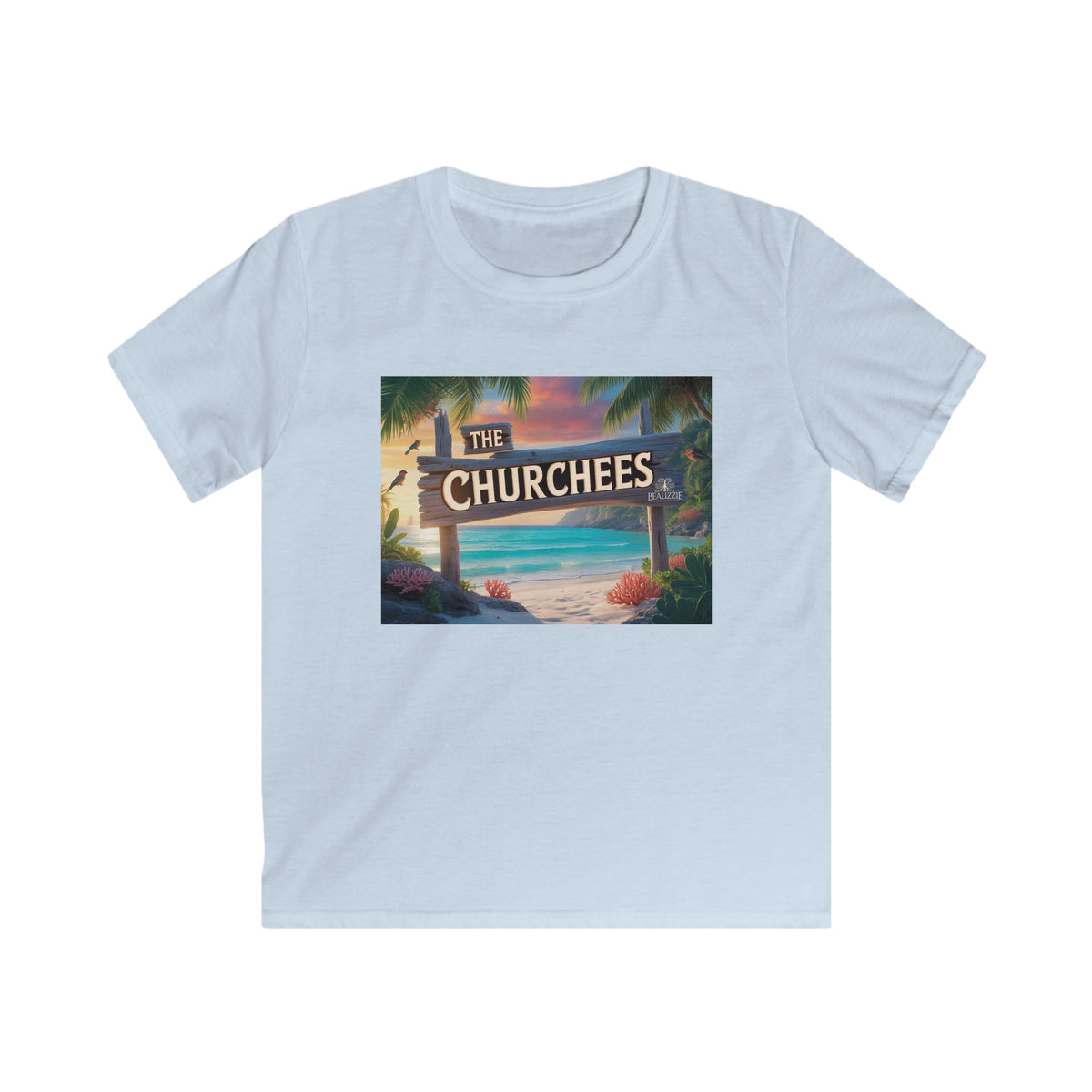 Kids Beach Tee — 'The Churchees' Tropical Paradise Graphic
