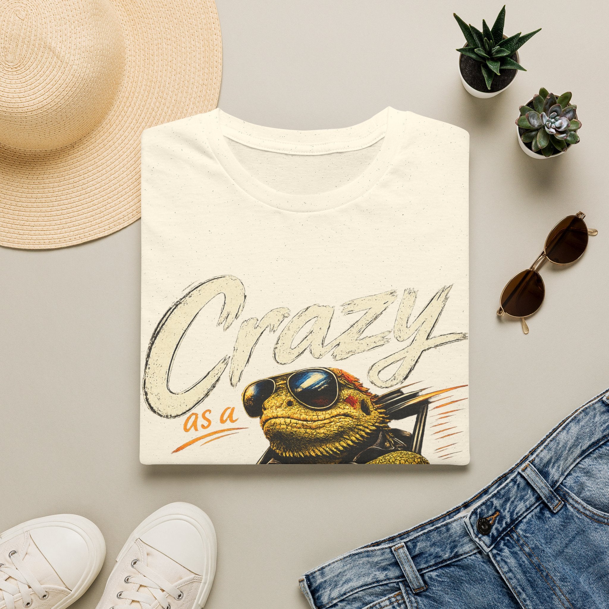 Crazy Road Lizard T-Shirt — Retro Graphic Tee with Sunglasses Lizard