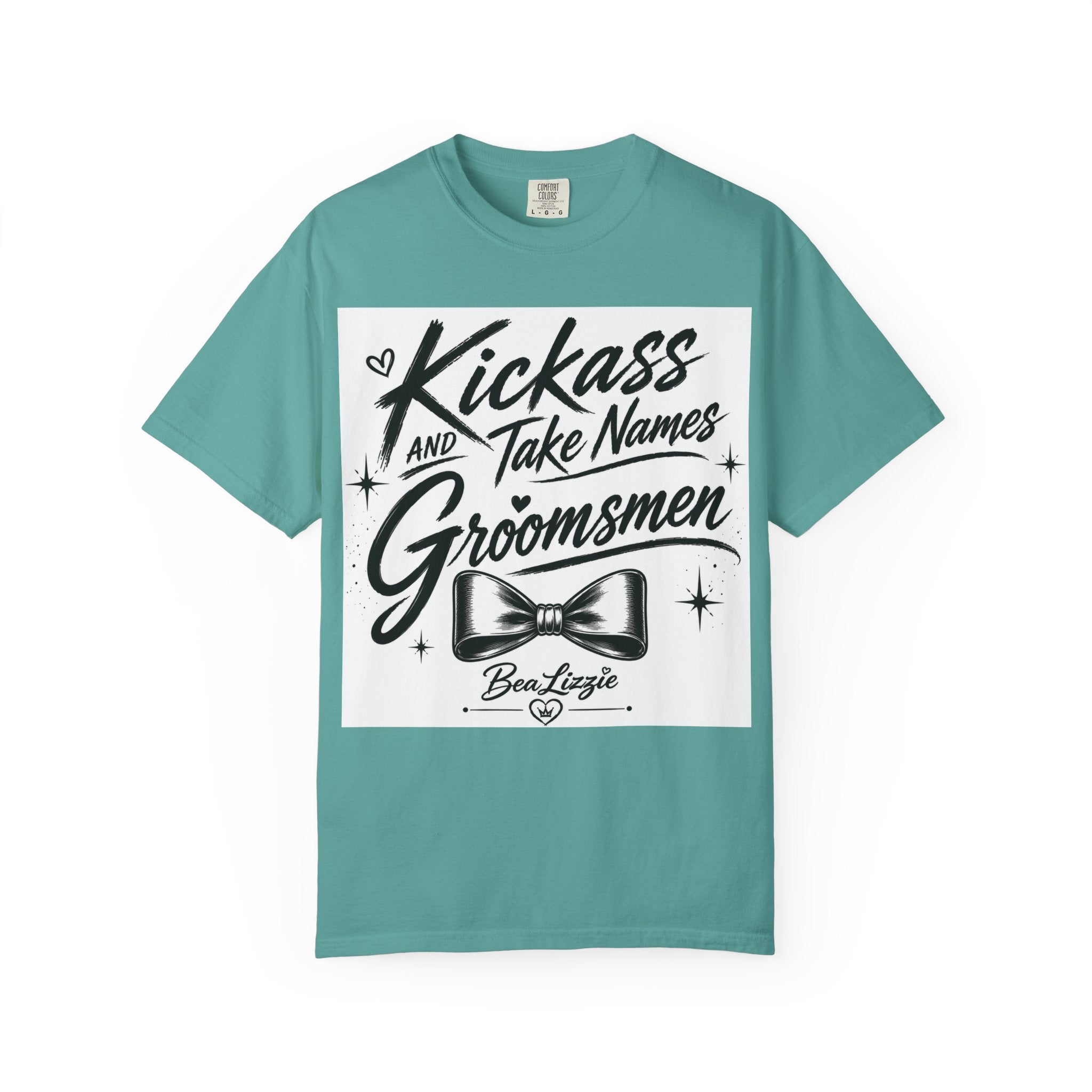Groomsmen T‑Shirt — "Kickass and Take Names" Bow Tie Wedding Tee