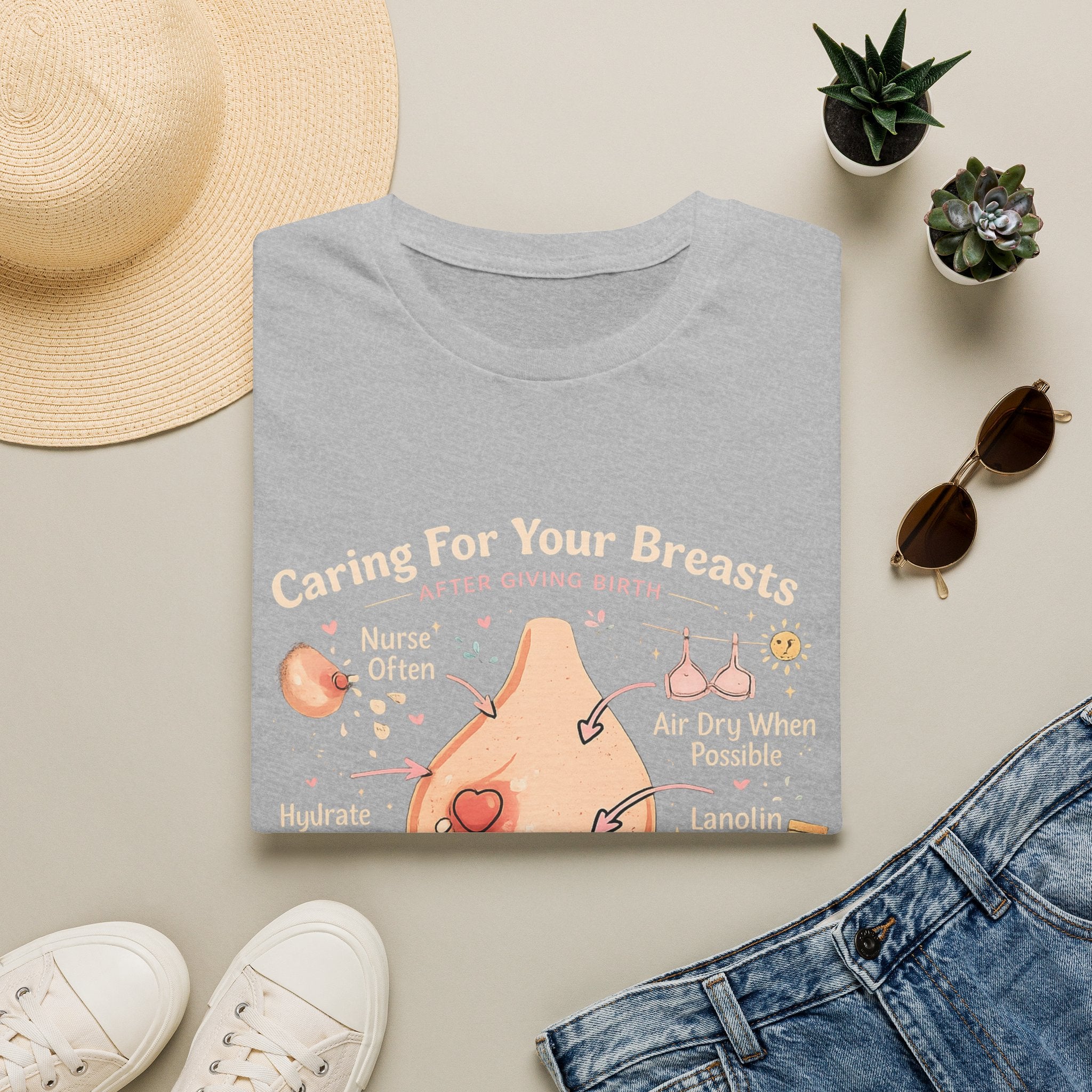 Breastfeeding Care T-Shirt — Caring For Your Breasts Nursing Guide Tee