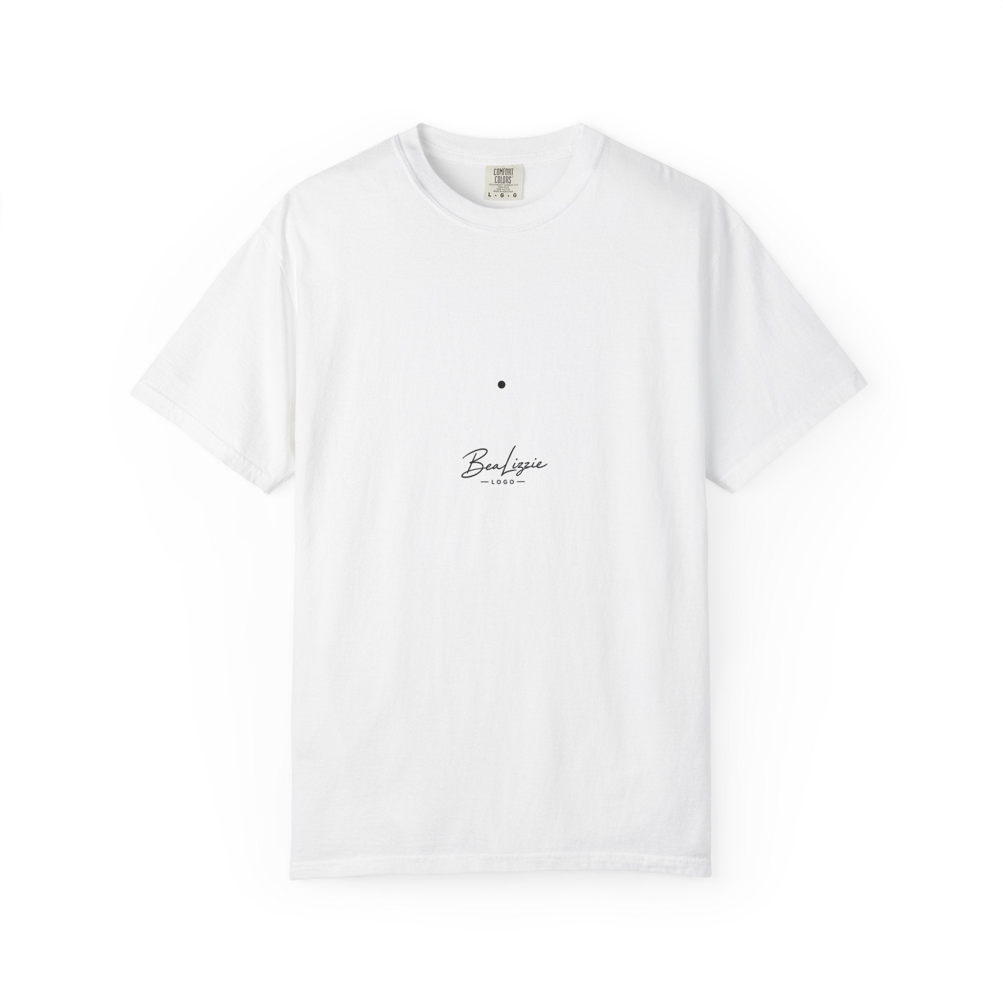 Minimalist "Breathe" Script T-Shirt — Small Center Dot Design