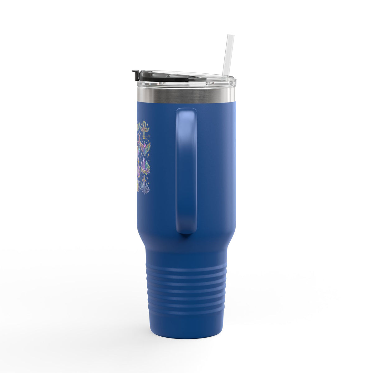40oz Insulated Travel Mug — Mystical Symbols Floral Hamsa Stainless Steel Tumbler