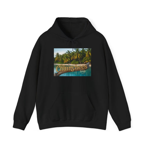 Churrchees Tropical Palm Hoodie — Retro Beach Graphic Sweatshirt