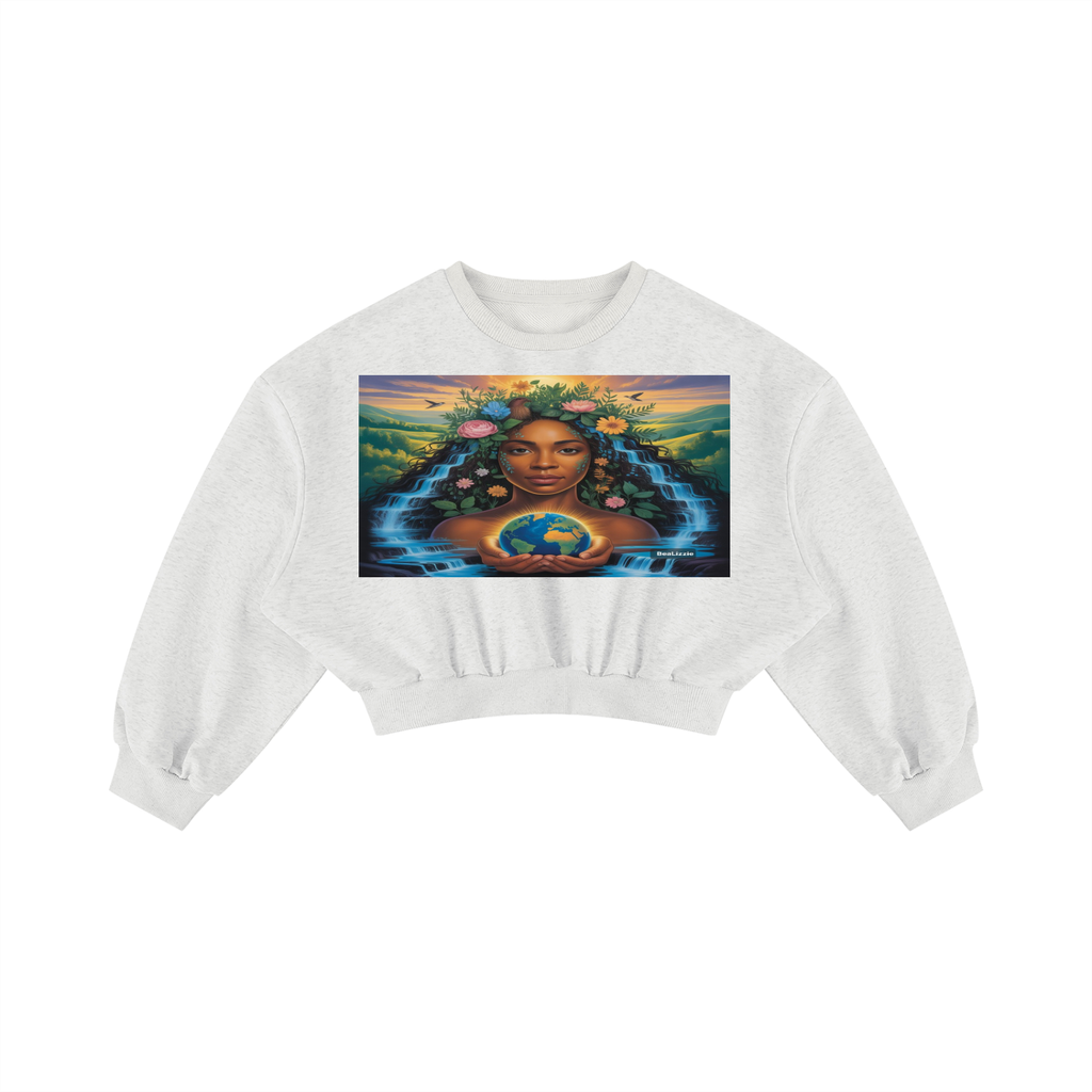 Sweat-shirt court col rond ample femme