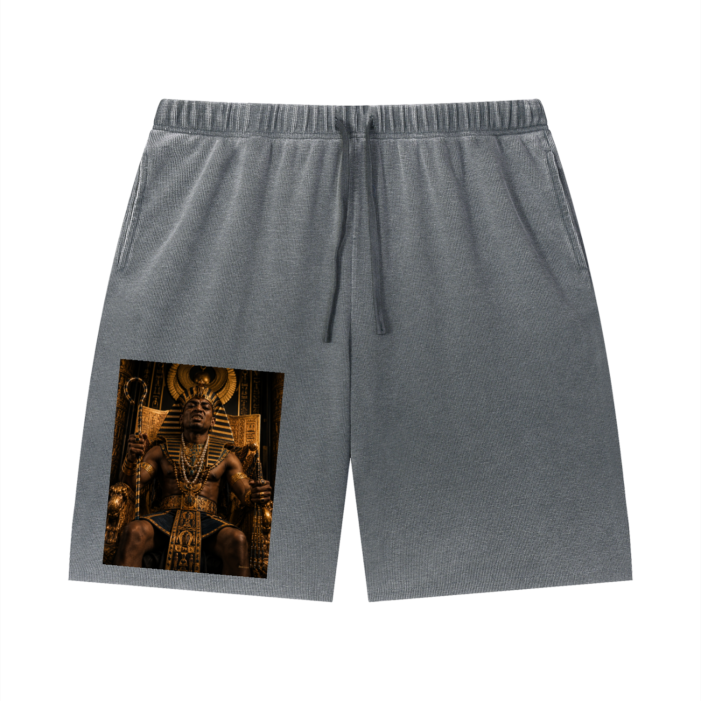 Unisex Vintage Wash Sunfade Waffle Raw Hem Shorts
