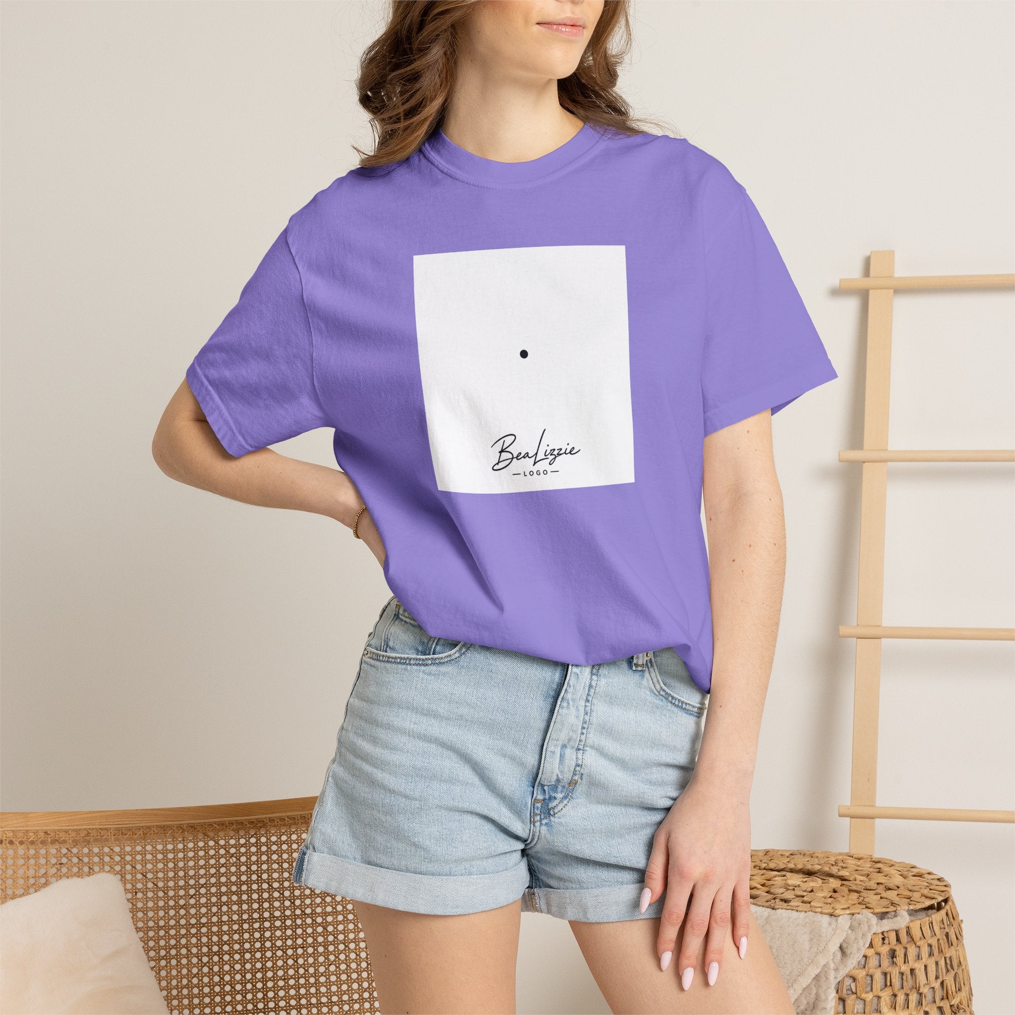Minimalist "Breathe" Script T-Shirt — Small Center Dot Design