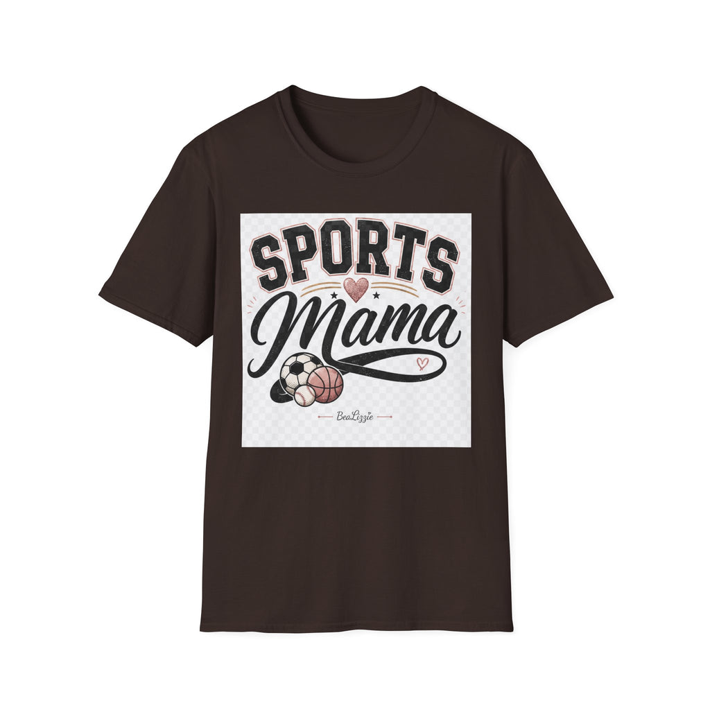 Sports Mama T‑Shirt — Cute Athletic Mom Tee with Heart & Ball Design