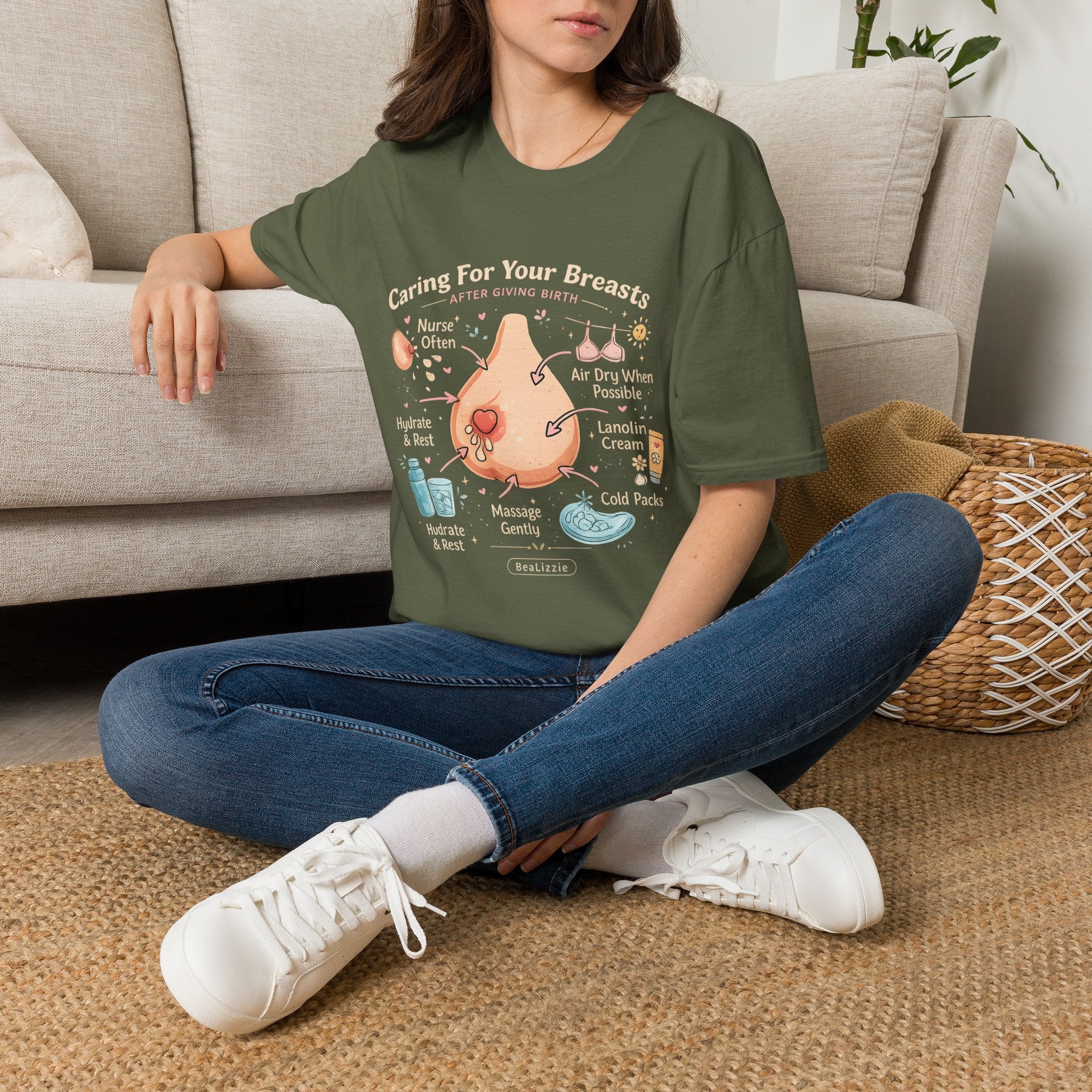 Breastfeeding Care T-Shirt — Caring For Your Breasts Nursing Guide Tee