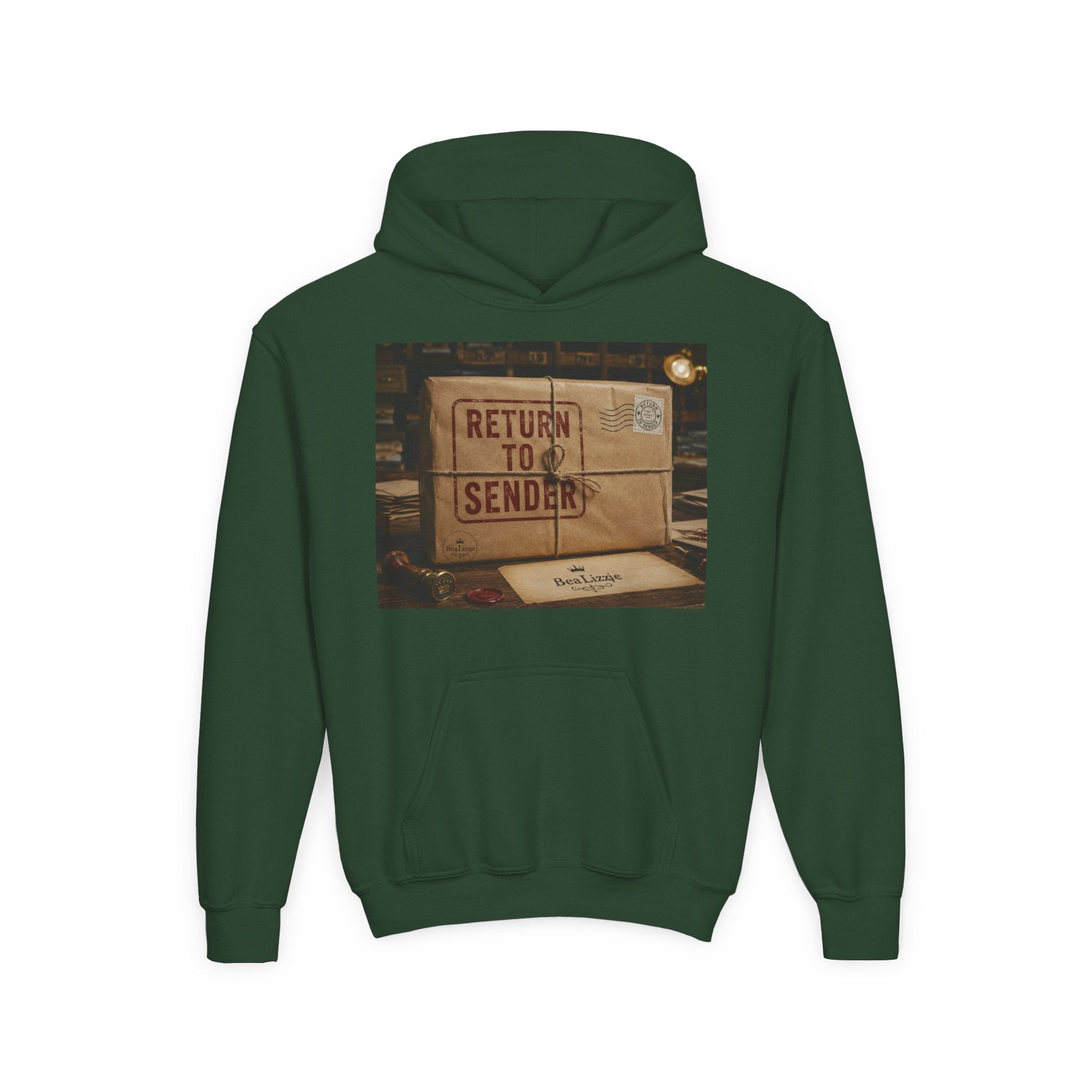 Youth Hoodie – 'Return to Sender' Vintage Mailbox Graphic