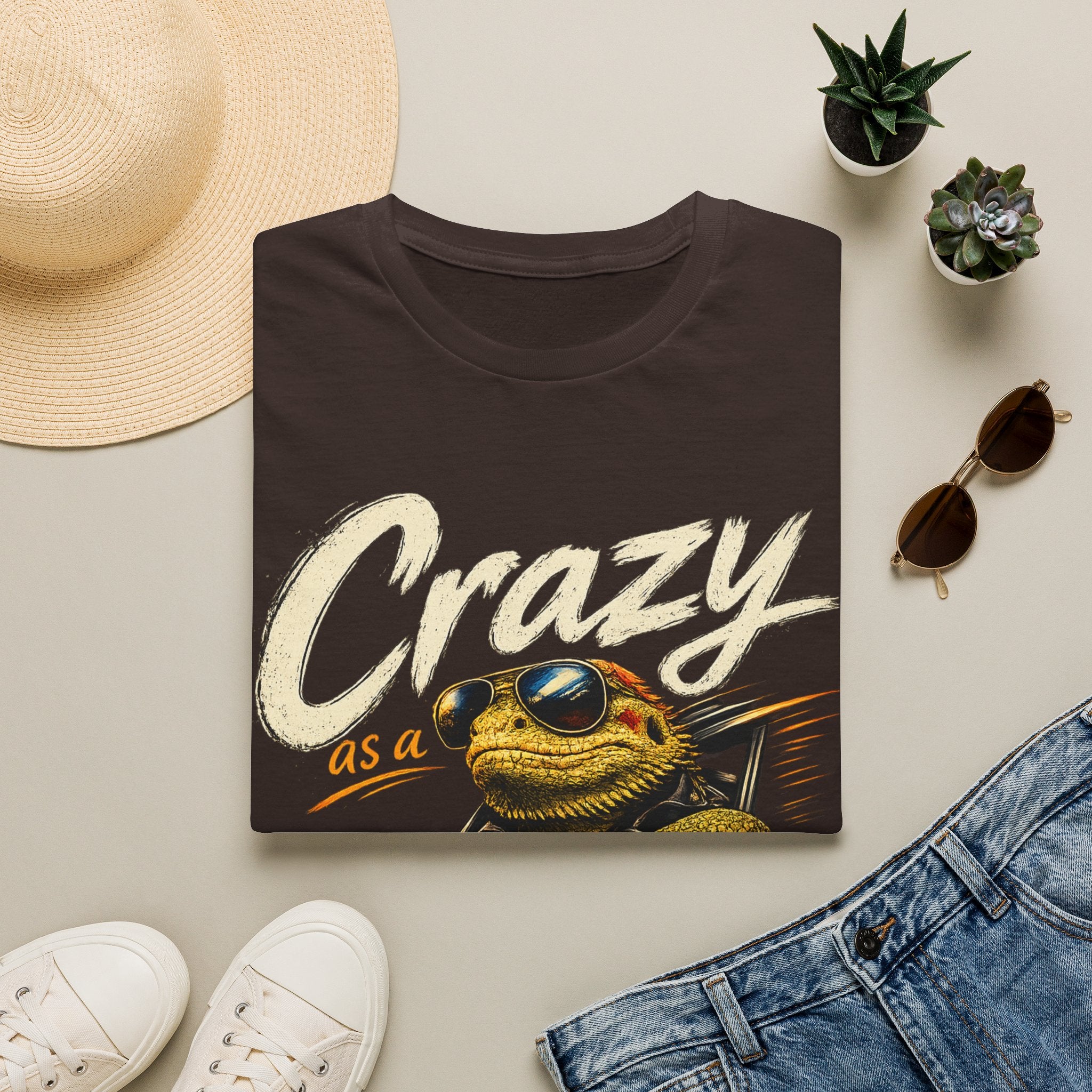 Crazy Road Lizard T-Shirt — Retro Graphic Tee with Sunglasses Lizard