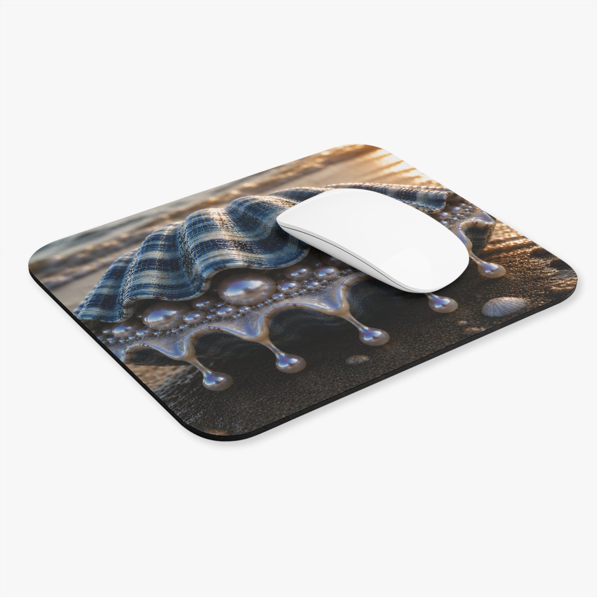Ocean Pearl Seashell Mouse Pad — Coastal Desk Mat with Pearl & Shell Artwork