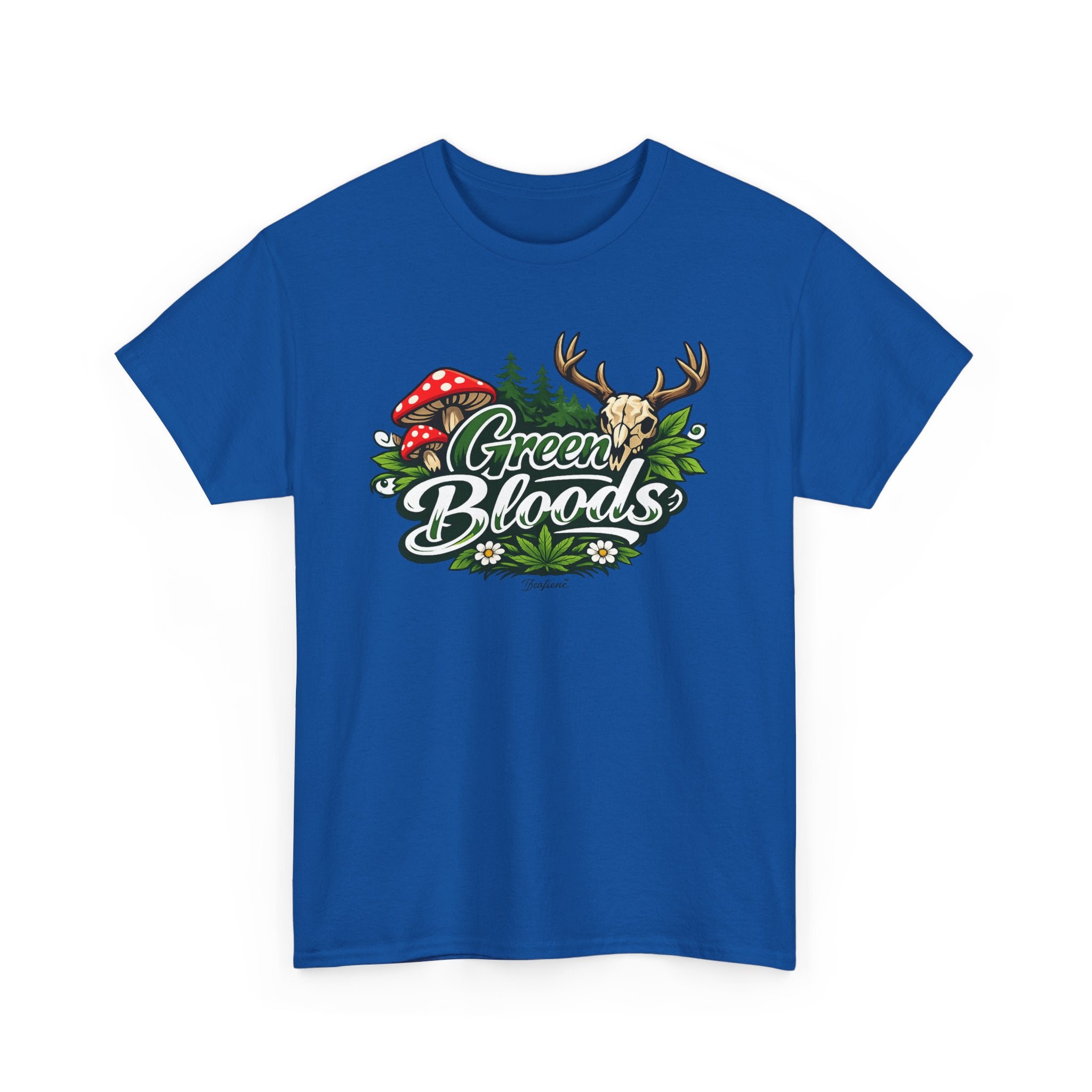Green Bloods Nature T-Shirt – Deer, Mushrooms & Forest Graphic Tee