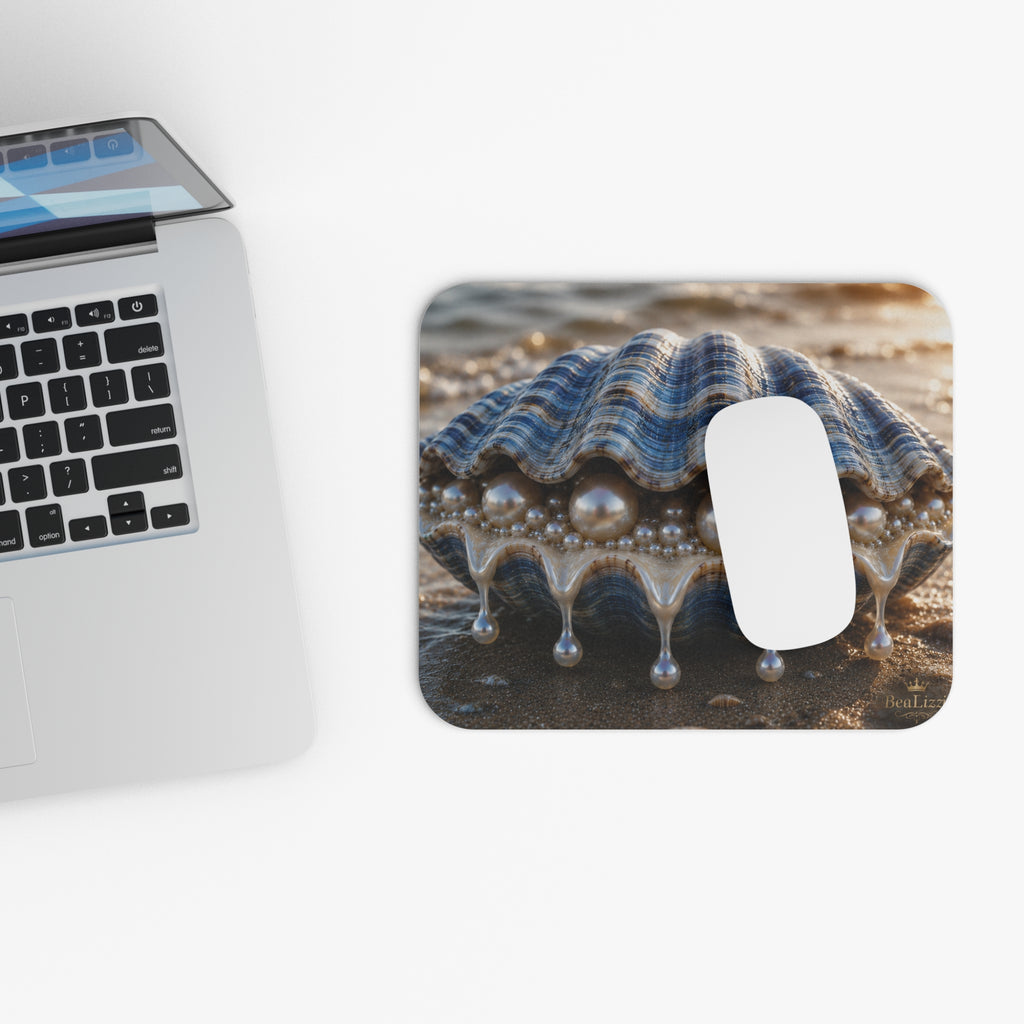 Seashell Pearl Beach Mouse Pad — Coastal Desk Accessory