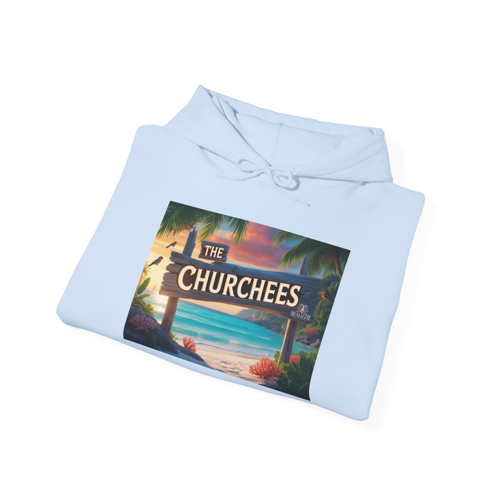 The Churchees Retro Beach Hoodie – Vintage Surf Sign Graphic Sweatshirt