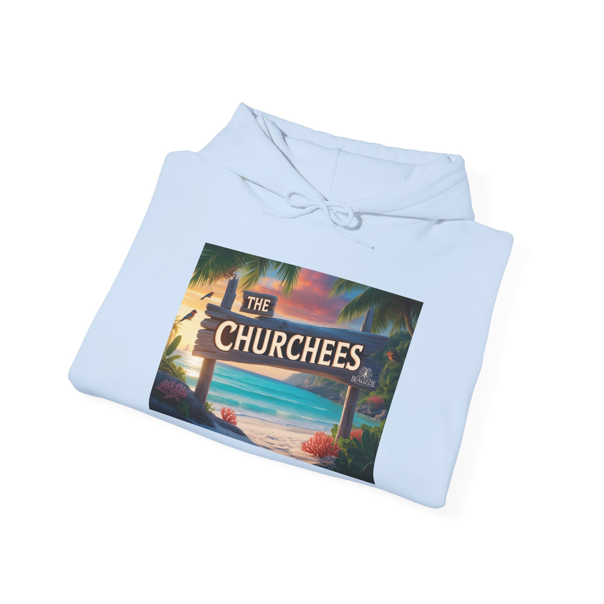 The Churchees Retro Beach Hoodie – Vintage Surf Sign Graphic Sweatshirt