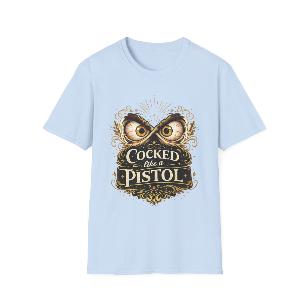 T-Shirt — "Cocked Like a Pistol" Owl Graphic Tee