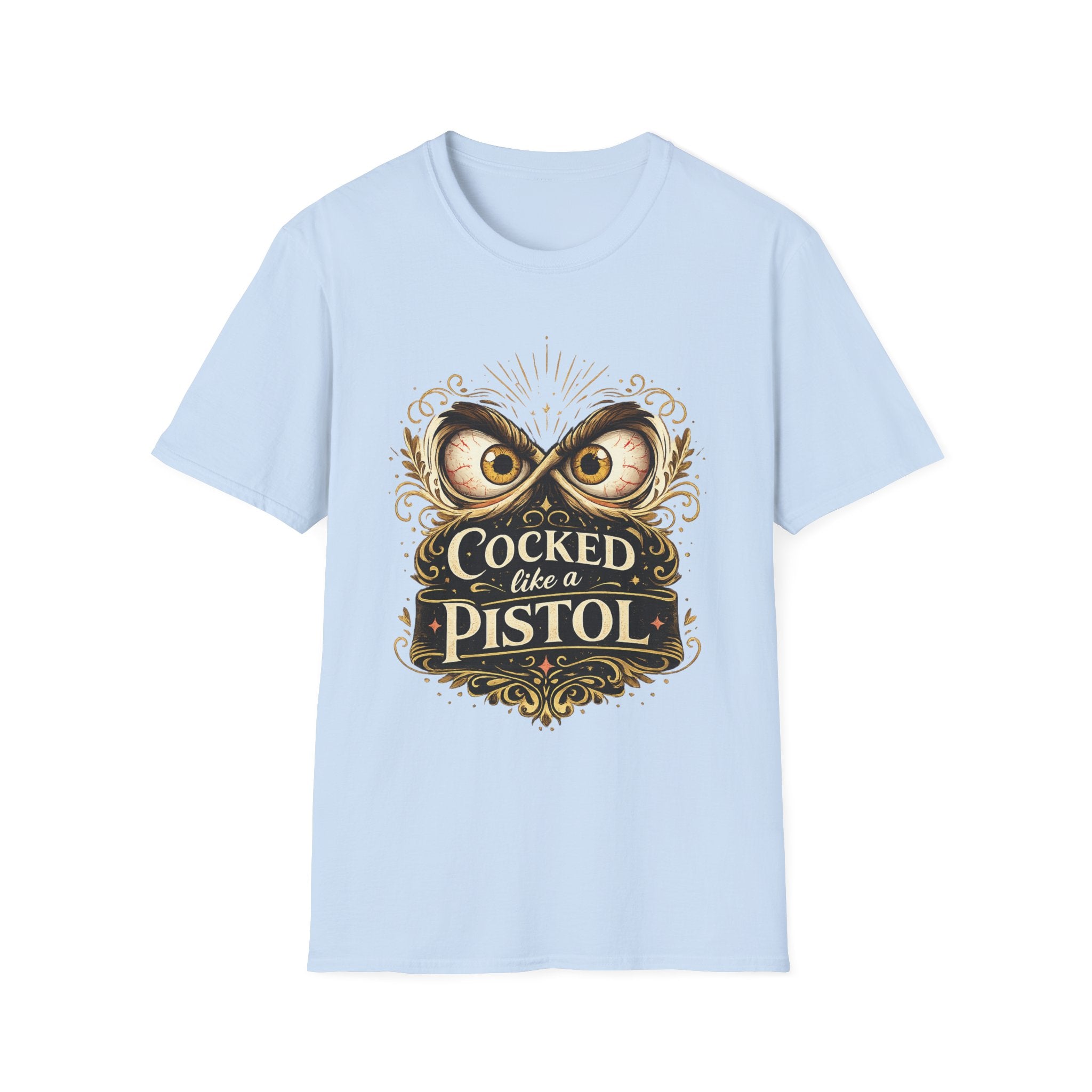 T-Shirt — "Cocked Like a Pistol" Owl Graphic Tee