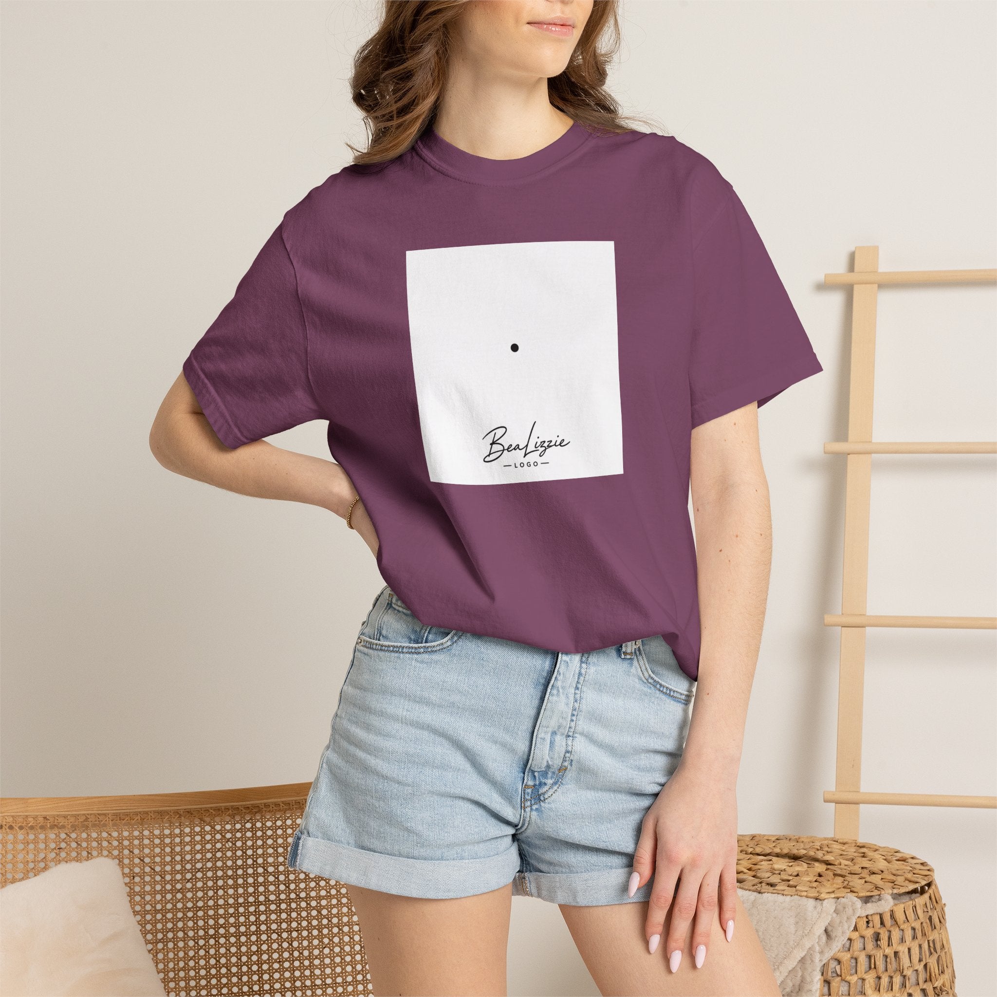Minimalist "Breathe" Script T-Shirt — Small Center Dot Design