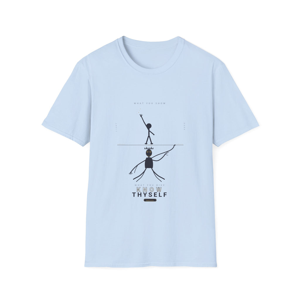 T‑Shirt — Minimalist 'Know Thyself' Stick Figure Motivational Tee